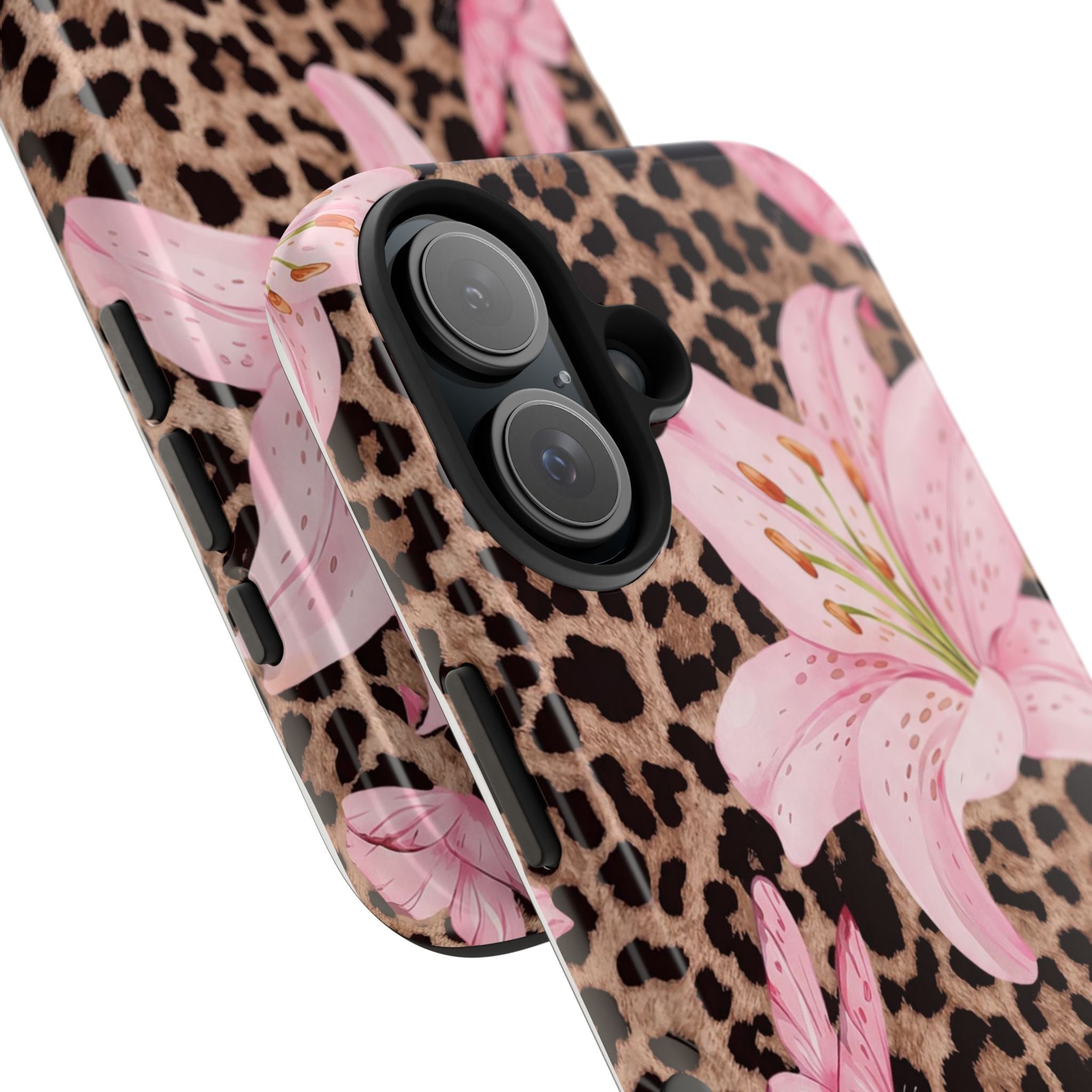 Blush Leopard Lily Magnetic Phone Case | MagSafe Compatible Shockproof Protective Cover