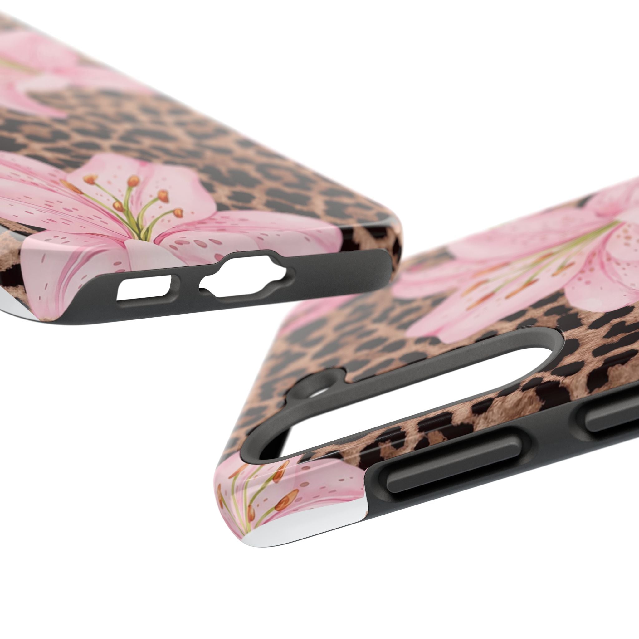 Blush Leopard Lily Magnetic Phone Case | MagSafe Compatible Shockproof Protective Cover