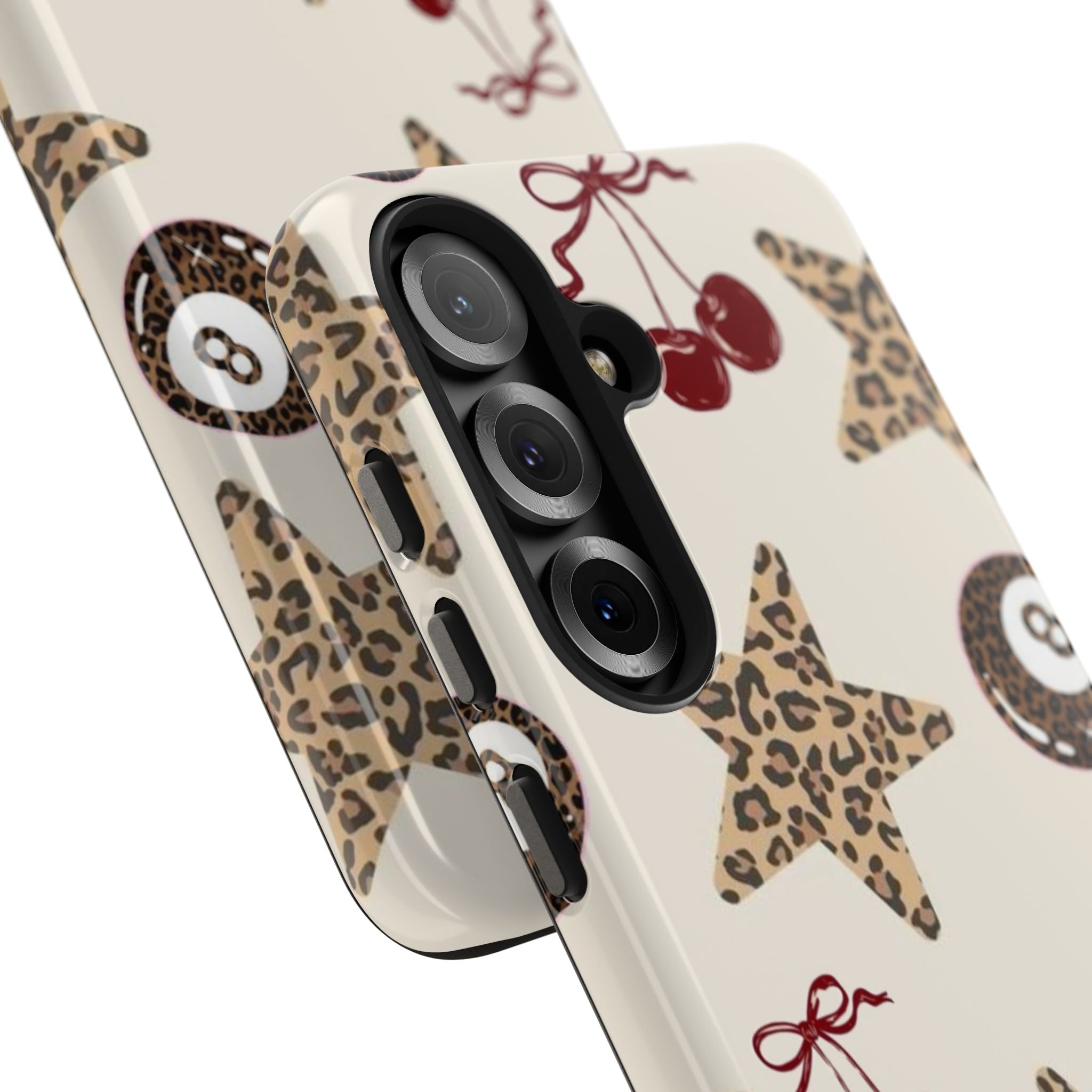 Leopard Star & Cherry Tough Phone Case — Retro Pool 8-Ball Pattern