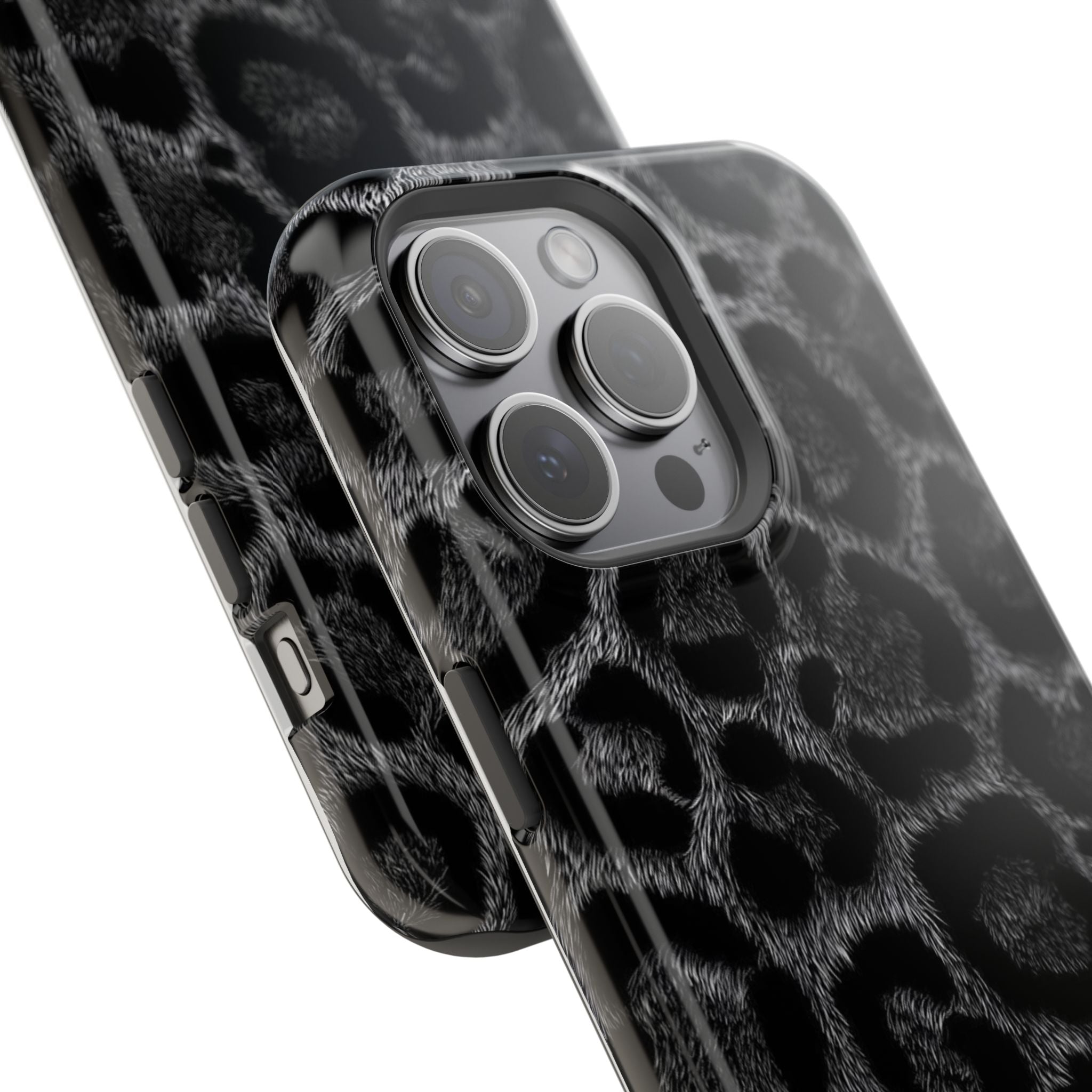 Black Leopard Print Magnetic Impact-Resistant Phone Case