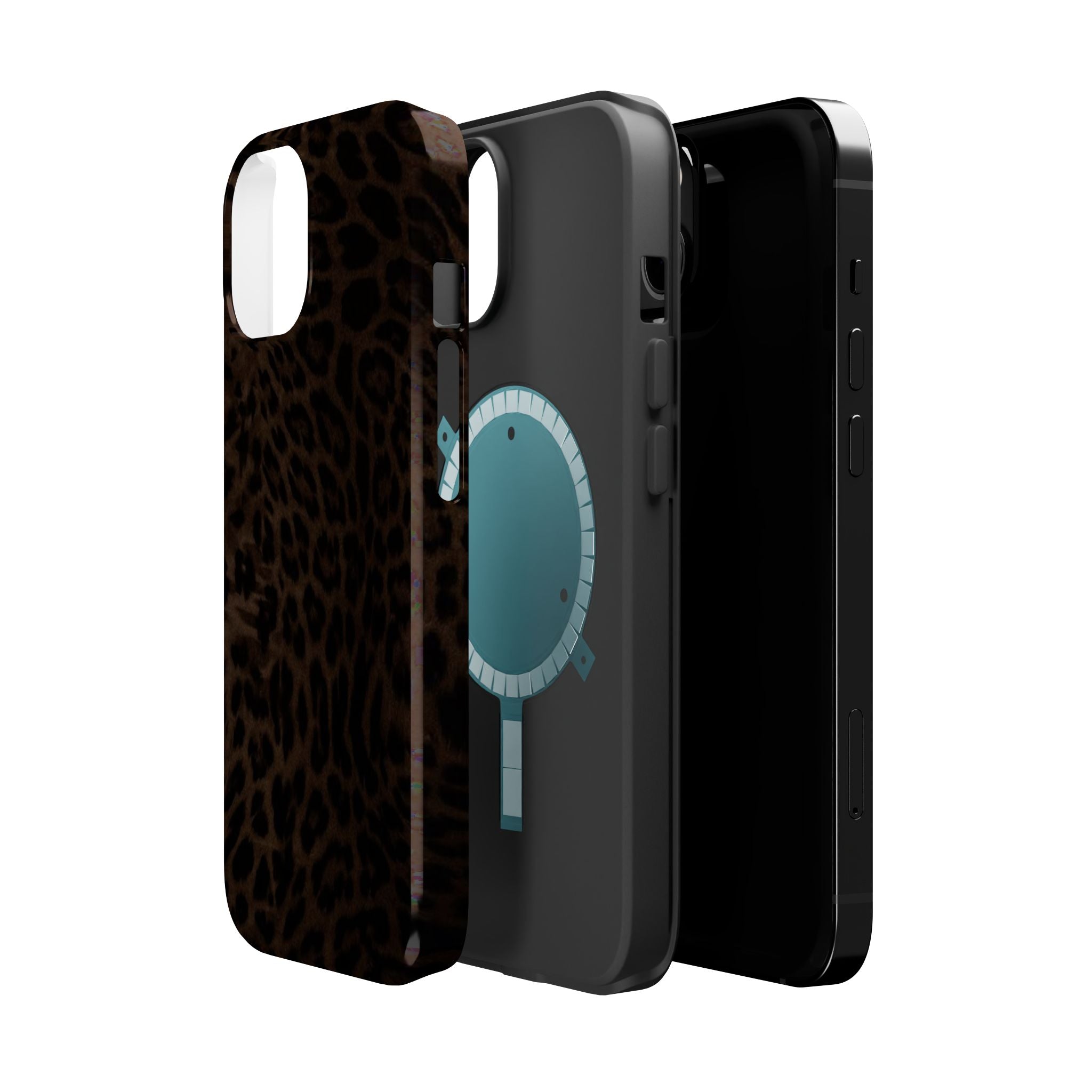 Brown Leopard Print MagSafe Phone Case | Shockproof Magnetic Protective Cover for iPhone