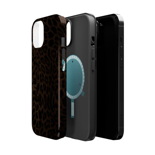 Brown Leopard Print MagSafe Phone Case | Shockproof Magnetic Protective Cover for iPhone