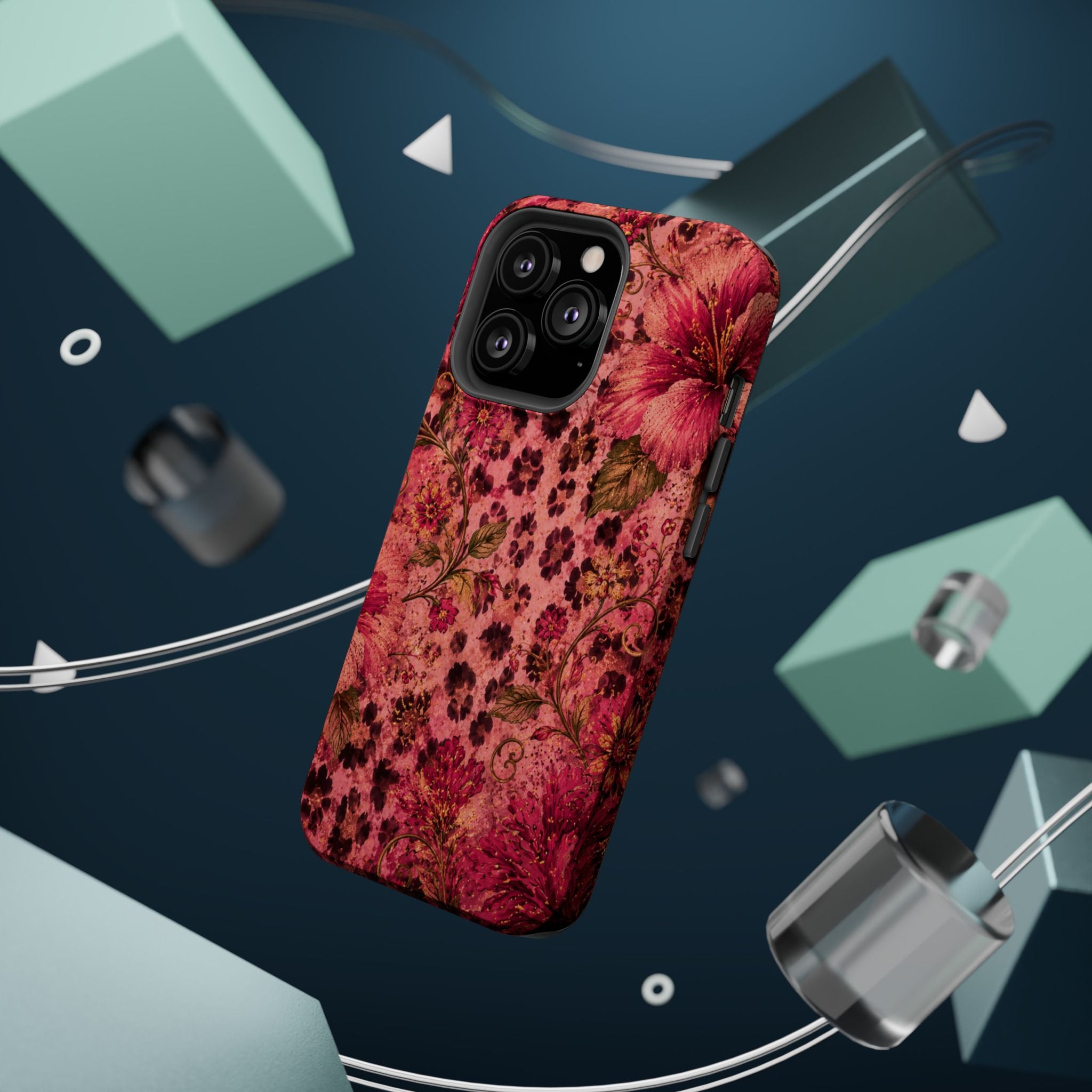 Floral Vintage Rose Magnetic Impact-Resistant Phone Case
