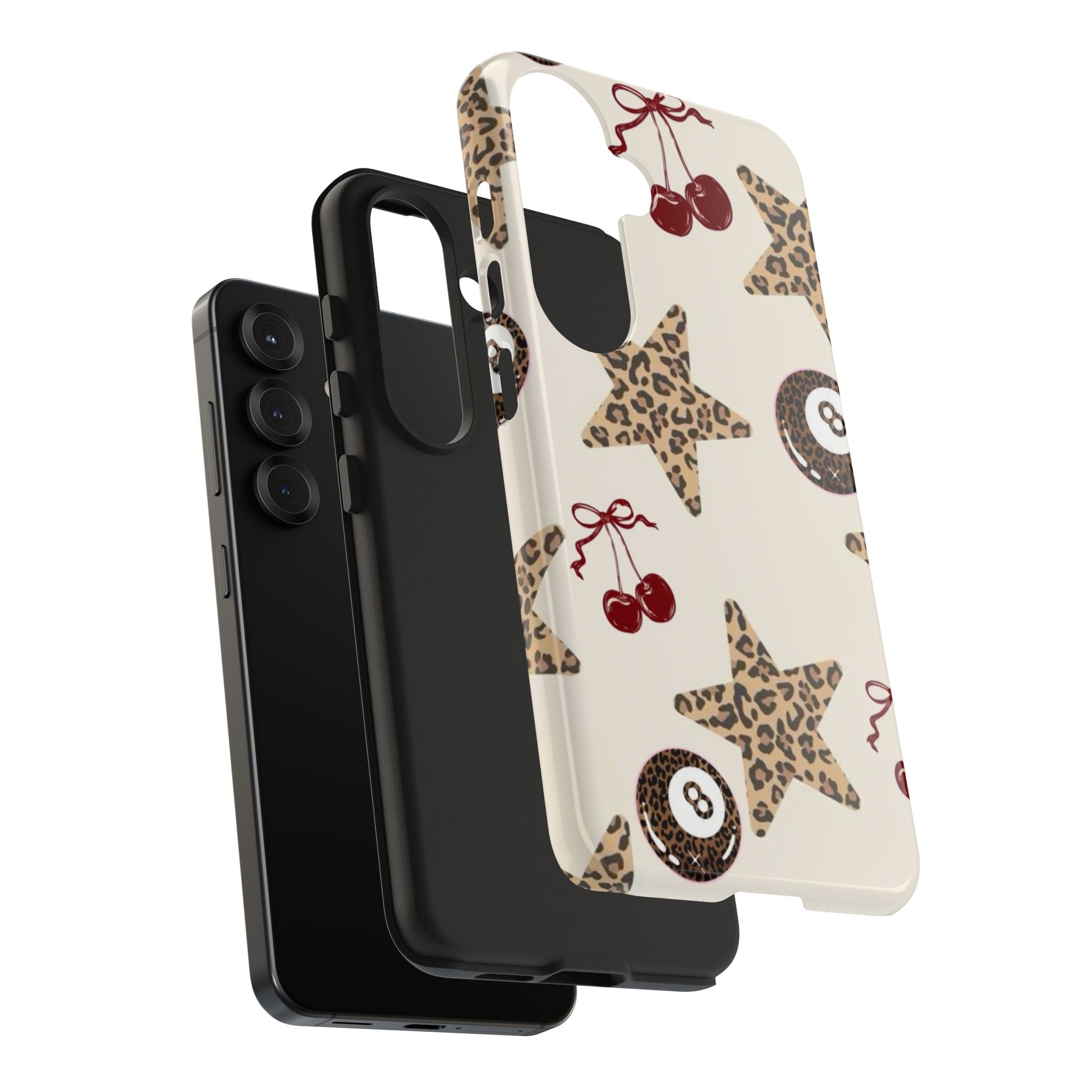 Leopard Star & Cherry Tough Phone Case — Retro Pool 8-Ball Pattern