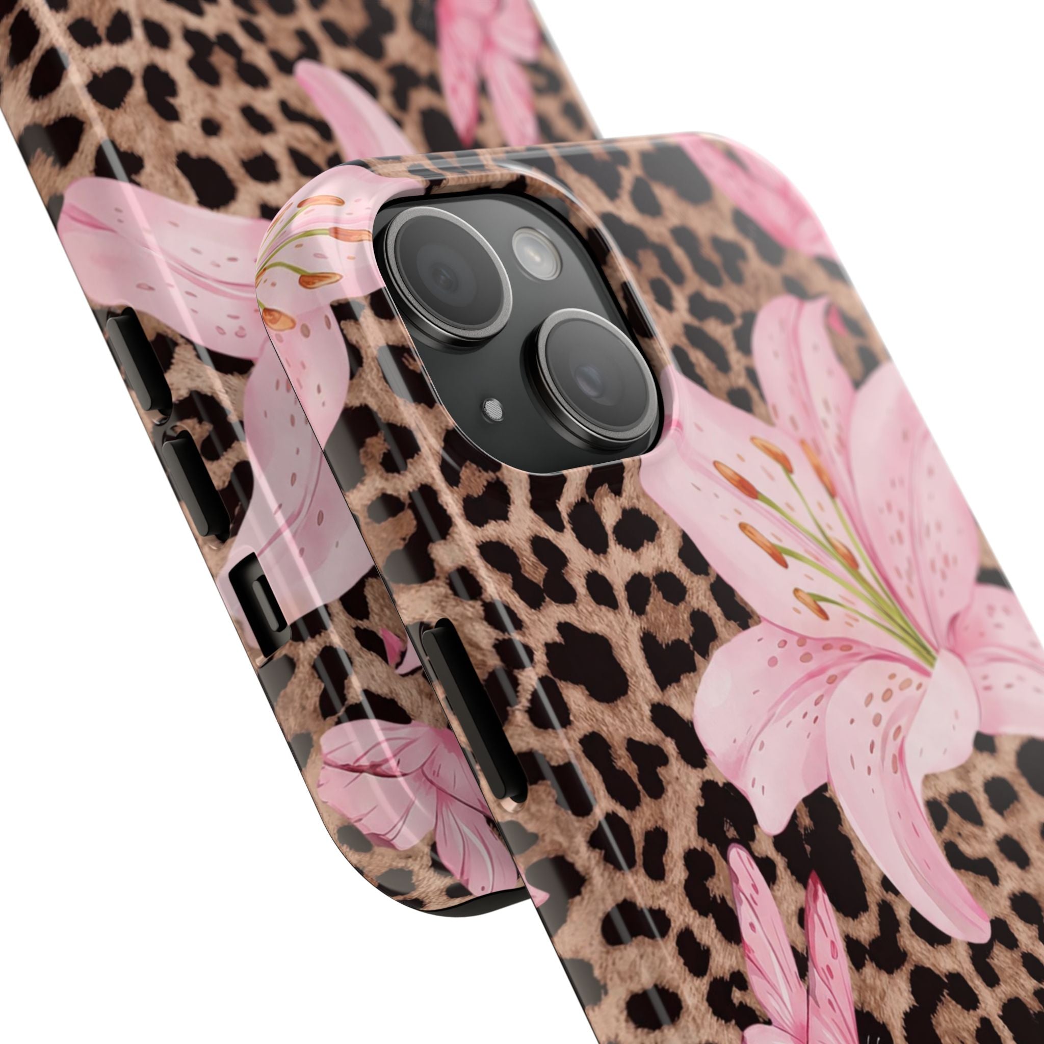Blush Leopard Lily Magnetic Phone Case | MagSafe Compatible Shockproof Protective Cover