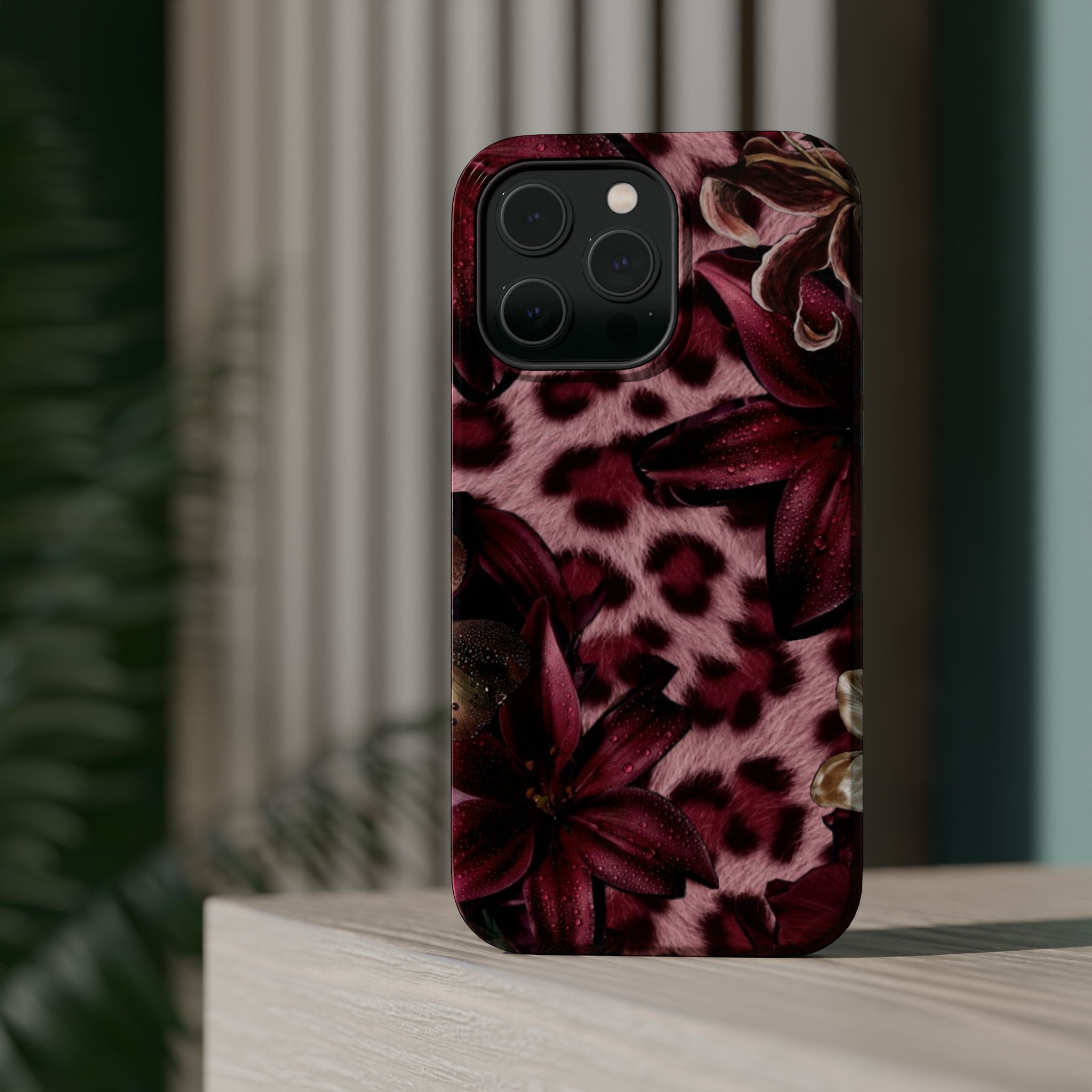 Midnight Bloom Leopard Magnetic Phone Case | MagSafe Compatible Shockproof Protective Cover