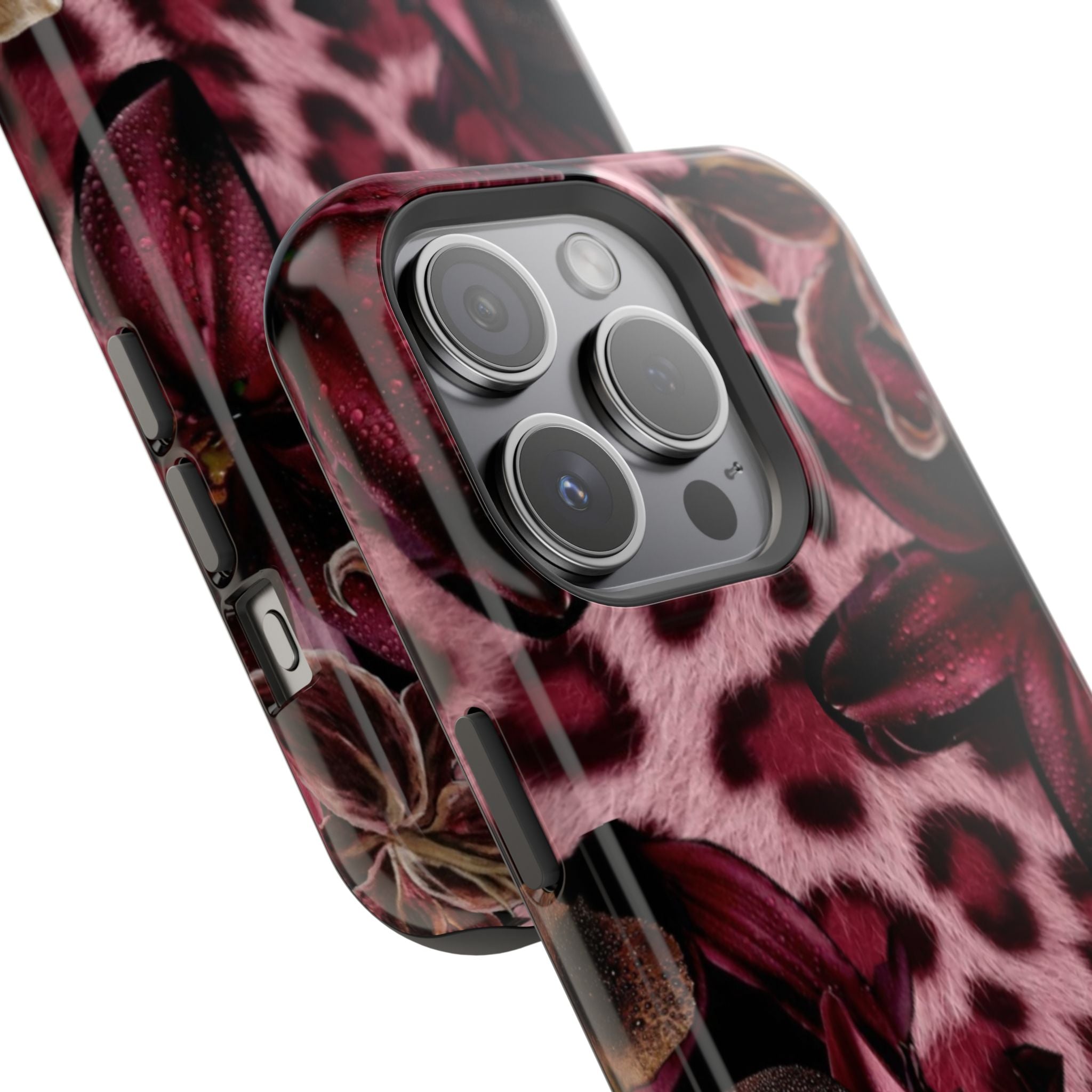Midnight Bloom Leopard Magnetic Phone Case | MagSafe Compatible Shockproof Protective Cover
