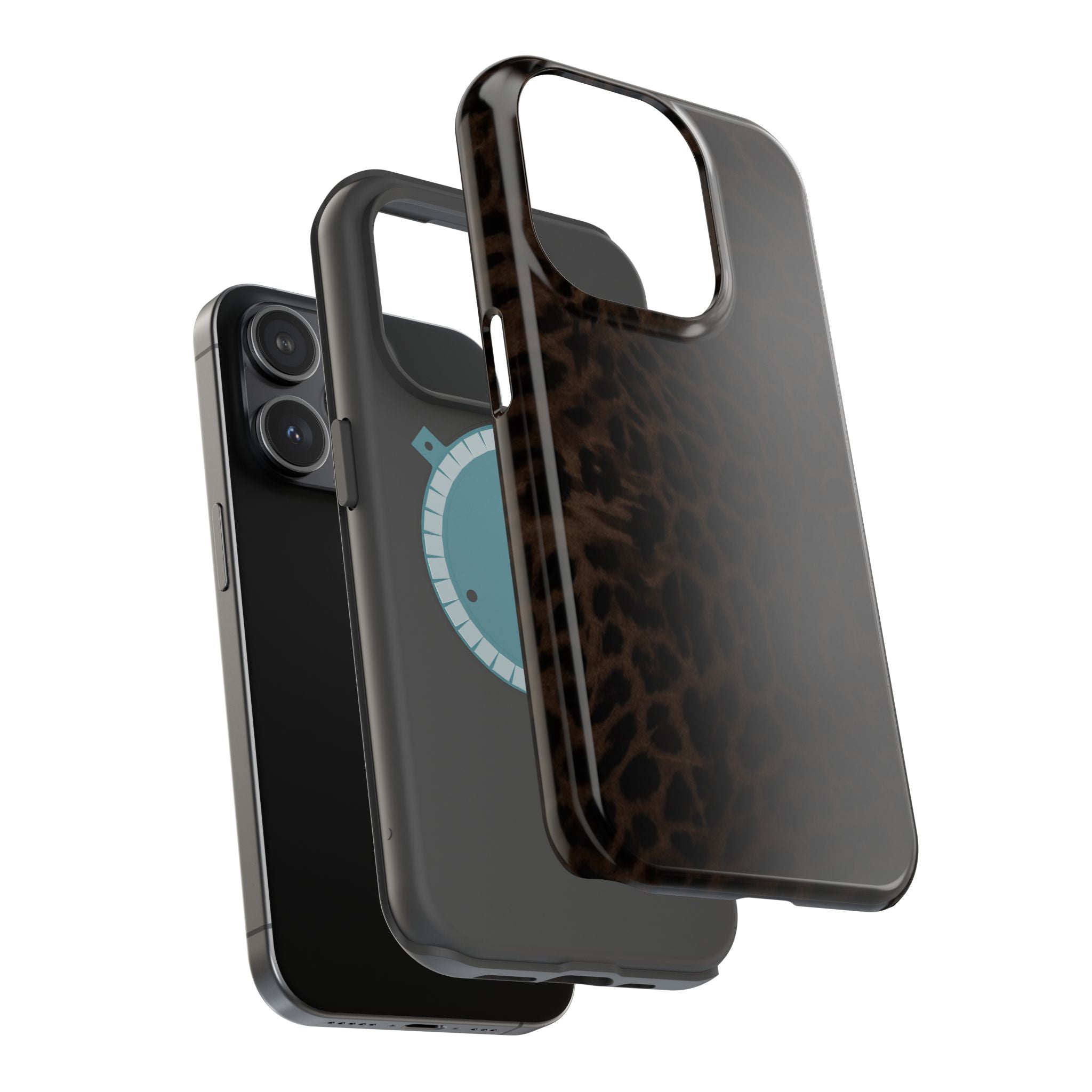 Brown Leopard Print MagSafe Phone Case | Shockproof Magnetic Protective Cover for iPhone
