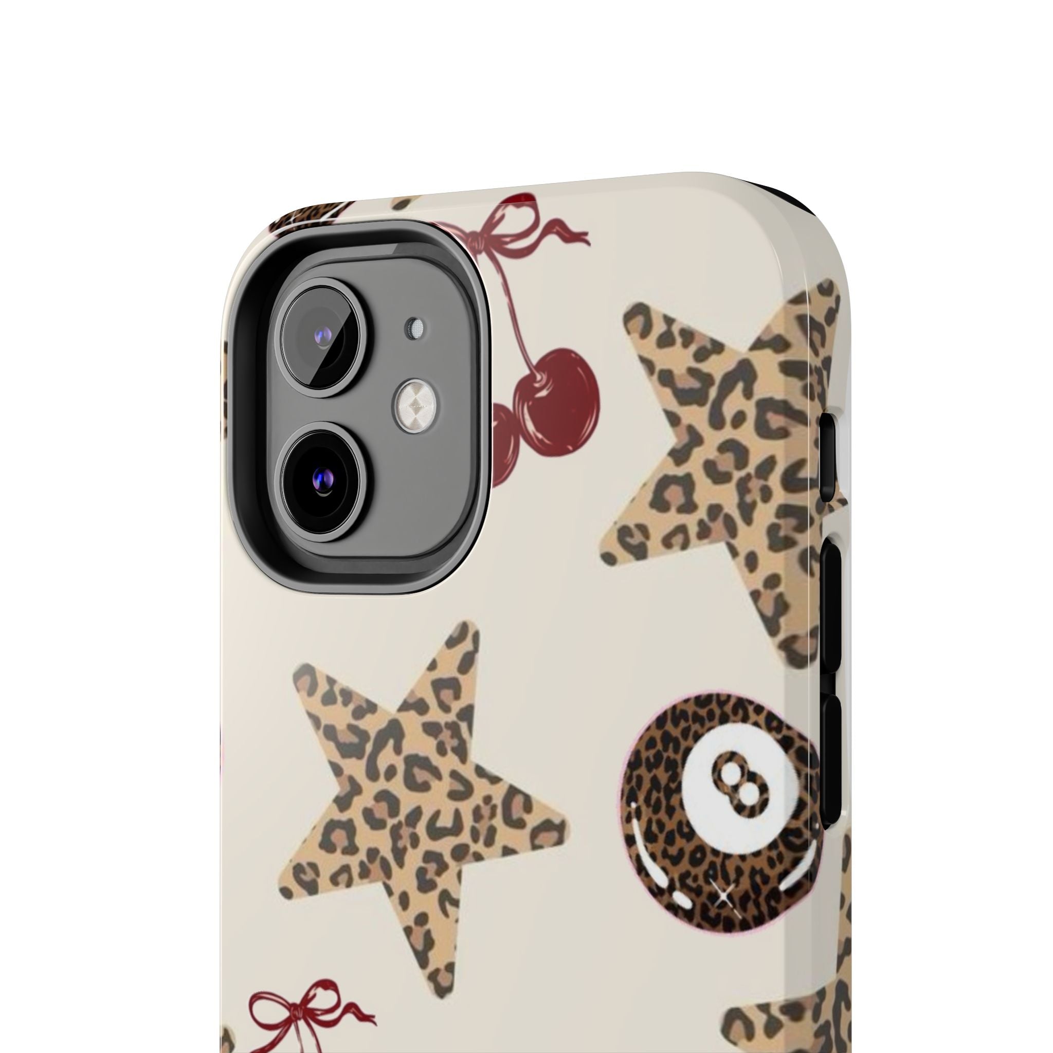 Leopard Star & Cherry Tough Phone Case — Retro Pool 8-Ball Pattern