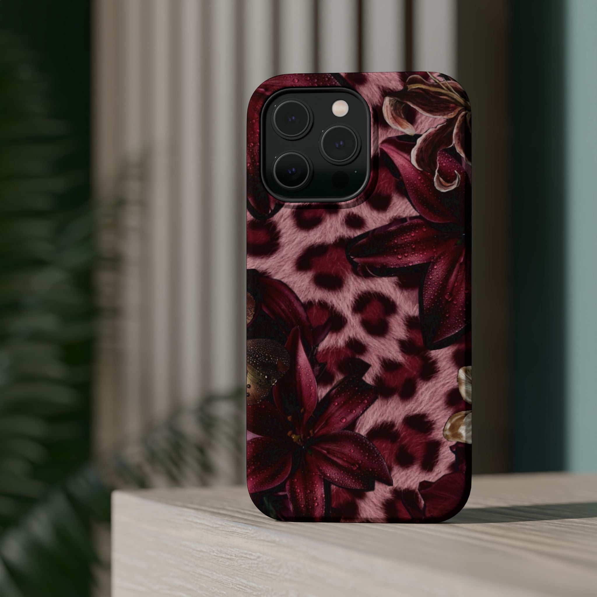 Midnight Bloom Leopard Magnetic Phone Case | MagSafe Compatible Shockproof Protective Cover