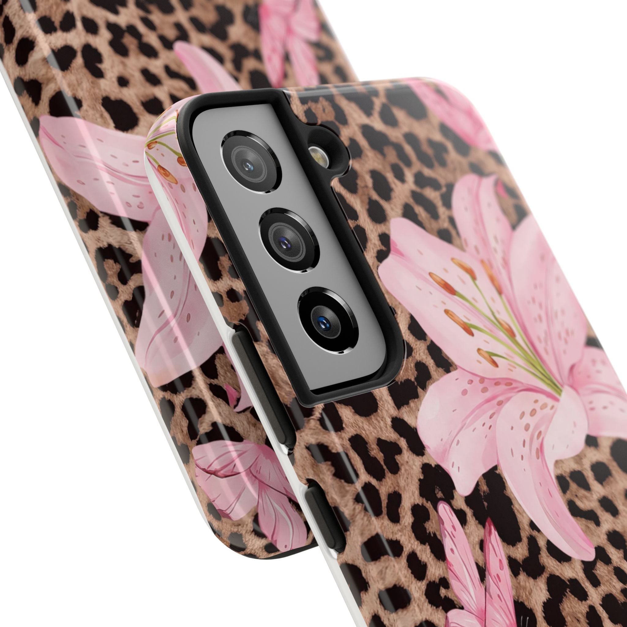 Blush Leopard Lily Magnetic Phone Case | MagSafe Compatible Shockproof Protective Cover