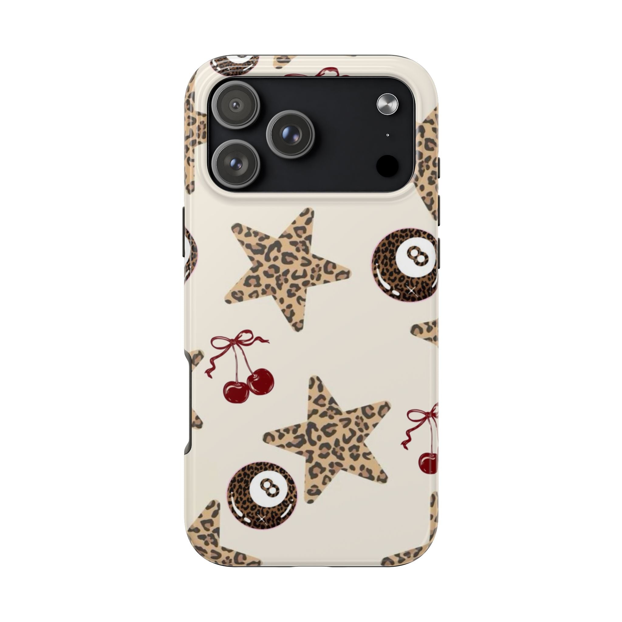 Leopard Star & Cherry Tough Phone Case — Retro Pool 8-Ball Pattern