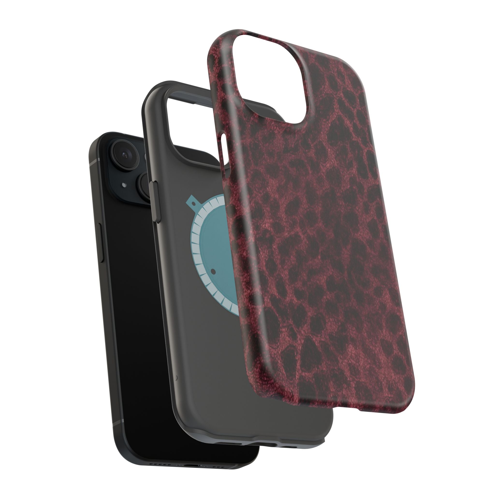 Burgundy Leopard Magnetic Phone Case | MagSafe Compatible Shockproof Protective Cover