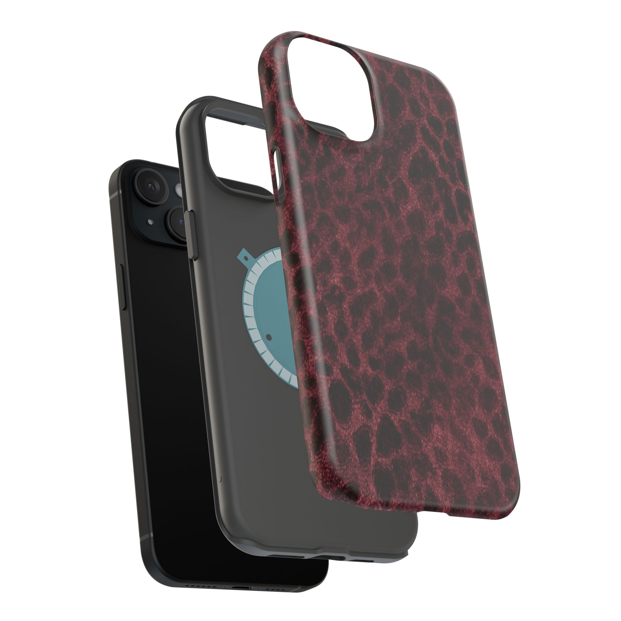 Burgundy Leopard Magnetic Phone Case | MagSafe Compatible Shockproof Protective Cover