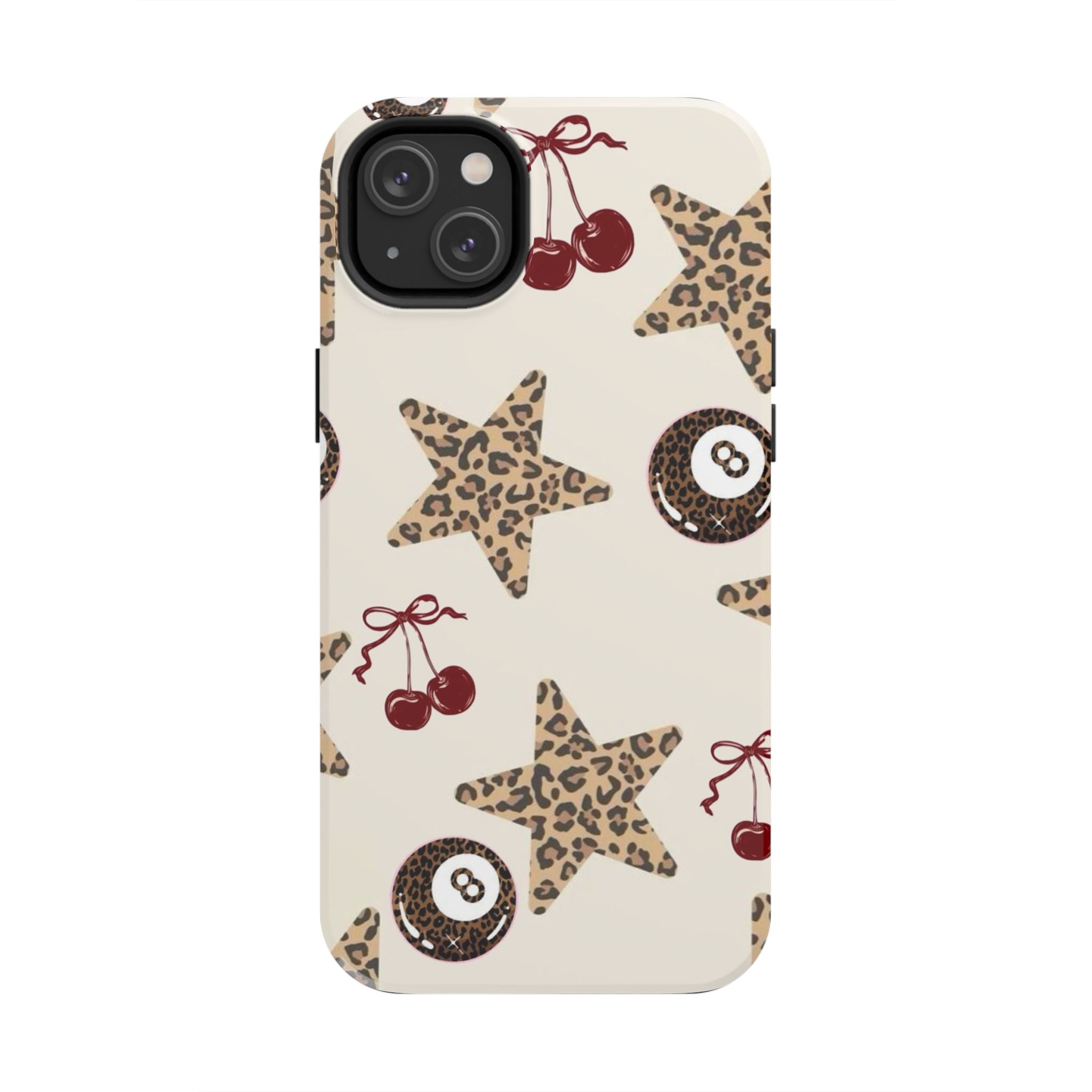 Leopard Star & Cherry Tough Phone Case — Retro Pool 8-Ball Pattern