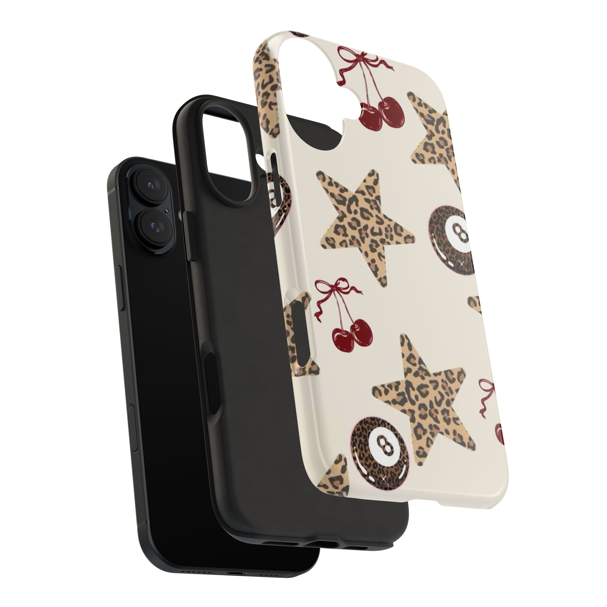 Leopard Star & Cherry Tough Phone Case — Retro Pool 8-Ball Pattern