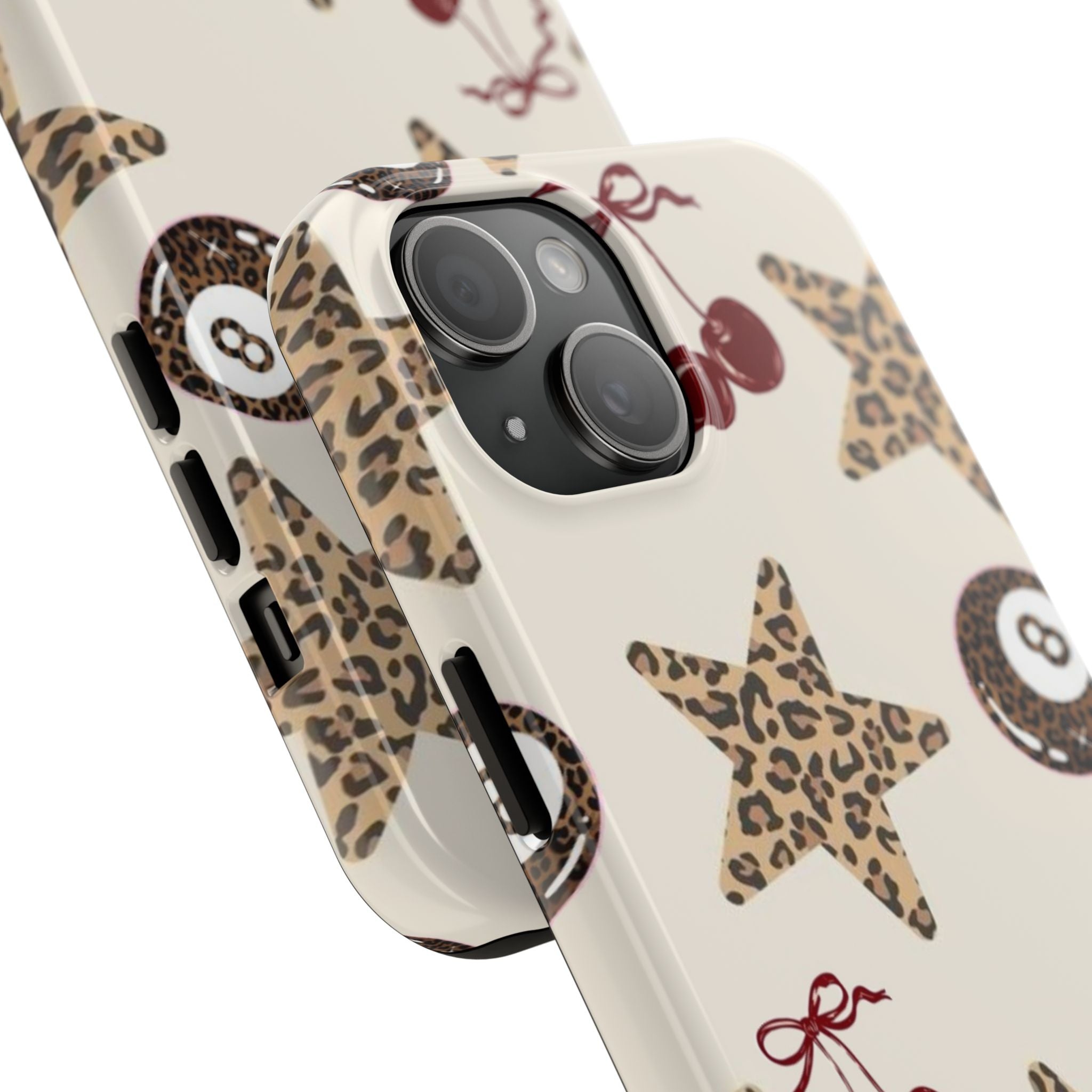 Leopard Star & Cherry Tough Phone Case — Retro Pool 8-Ball Pattern