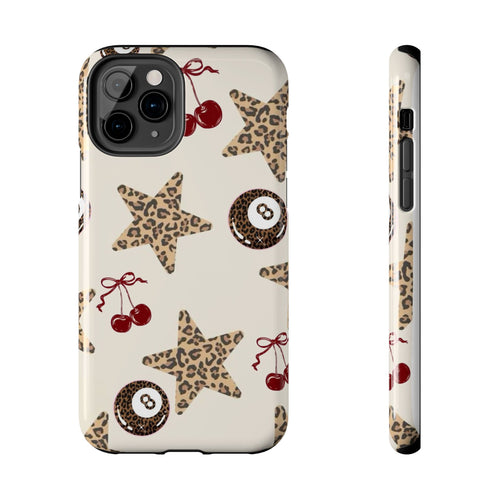 Leopard Star & Cherry Tough Phone Case — Retro Pool 8-Ball Pattern