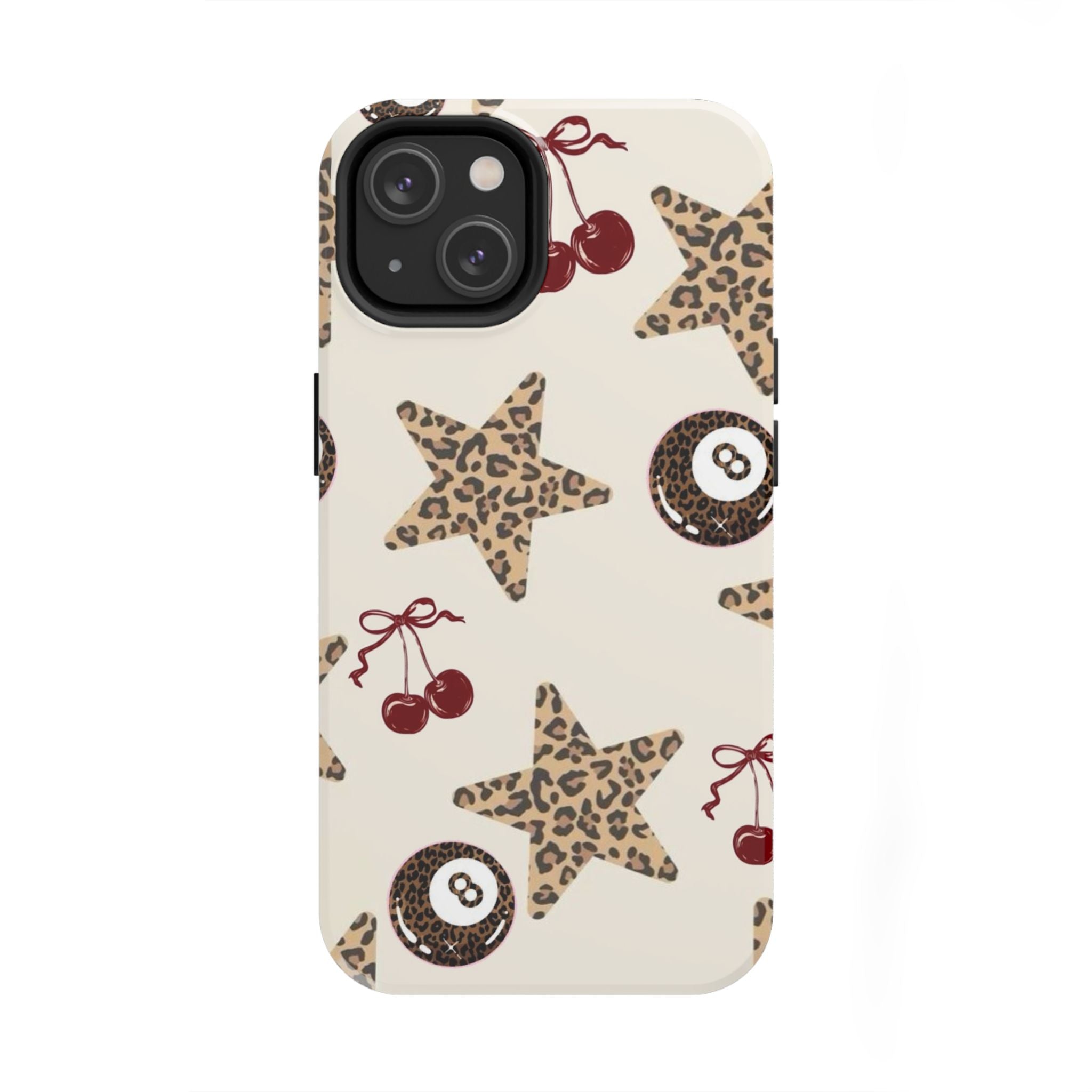 Leopard Star & Cherry Tough Phone Case — Retro Pool 8-Ball Pattern