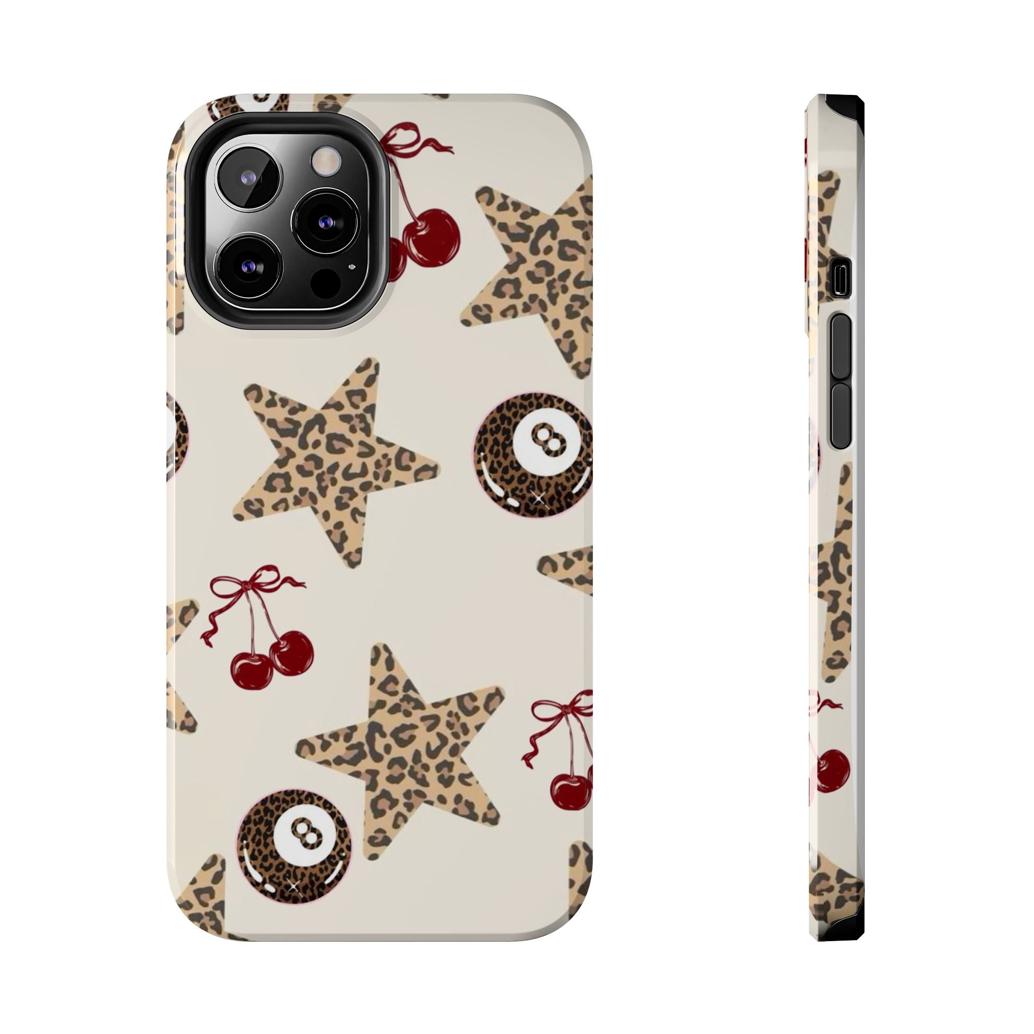 Leopard Star & Cherry Tough Phone Case — Retro Pool 8-Ball Pattern