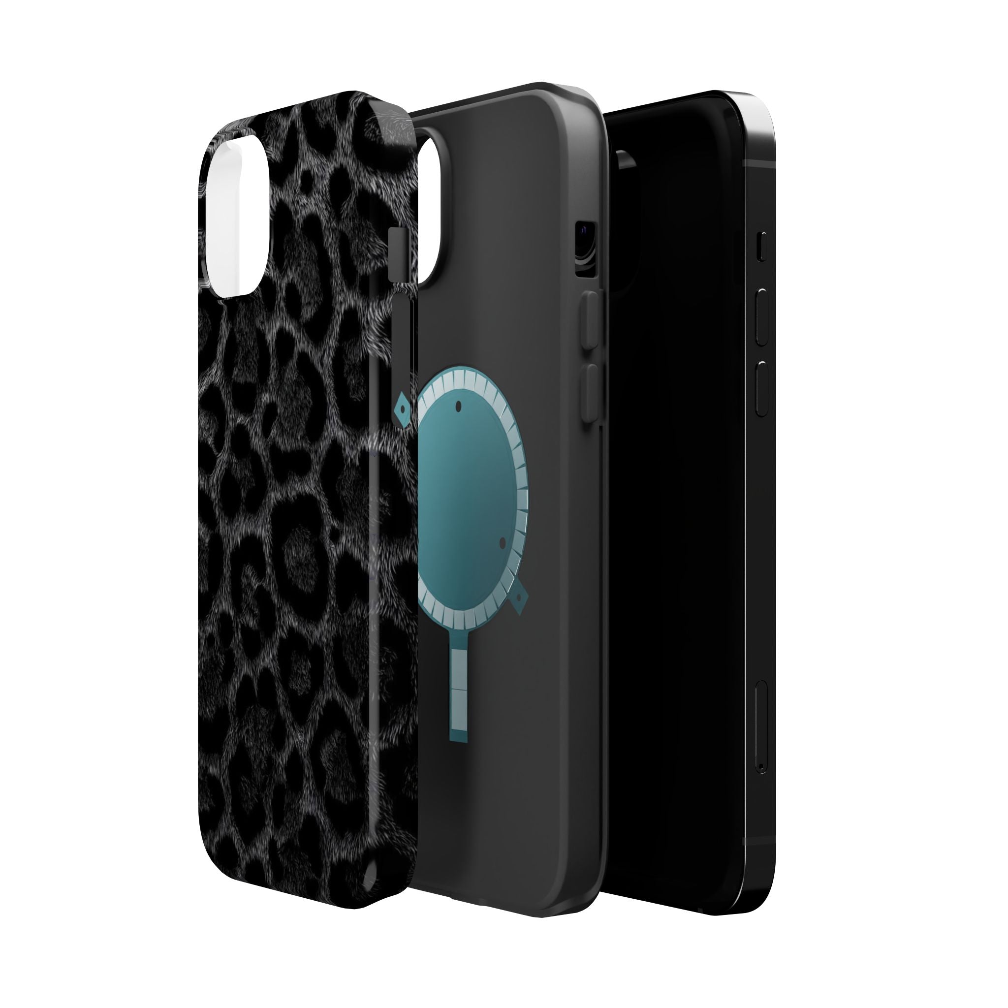 Black Leopard Print Magnetic Impact-Resistant Phone Case