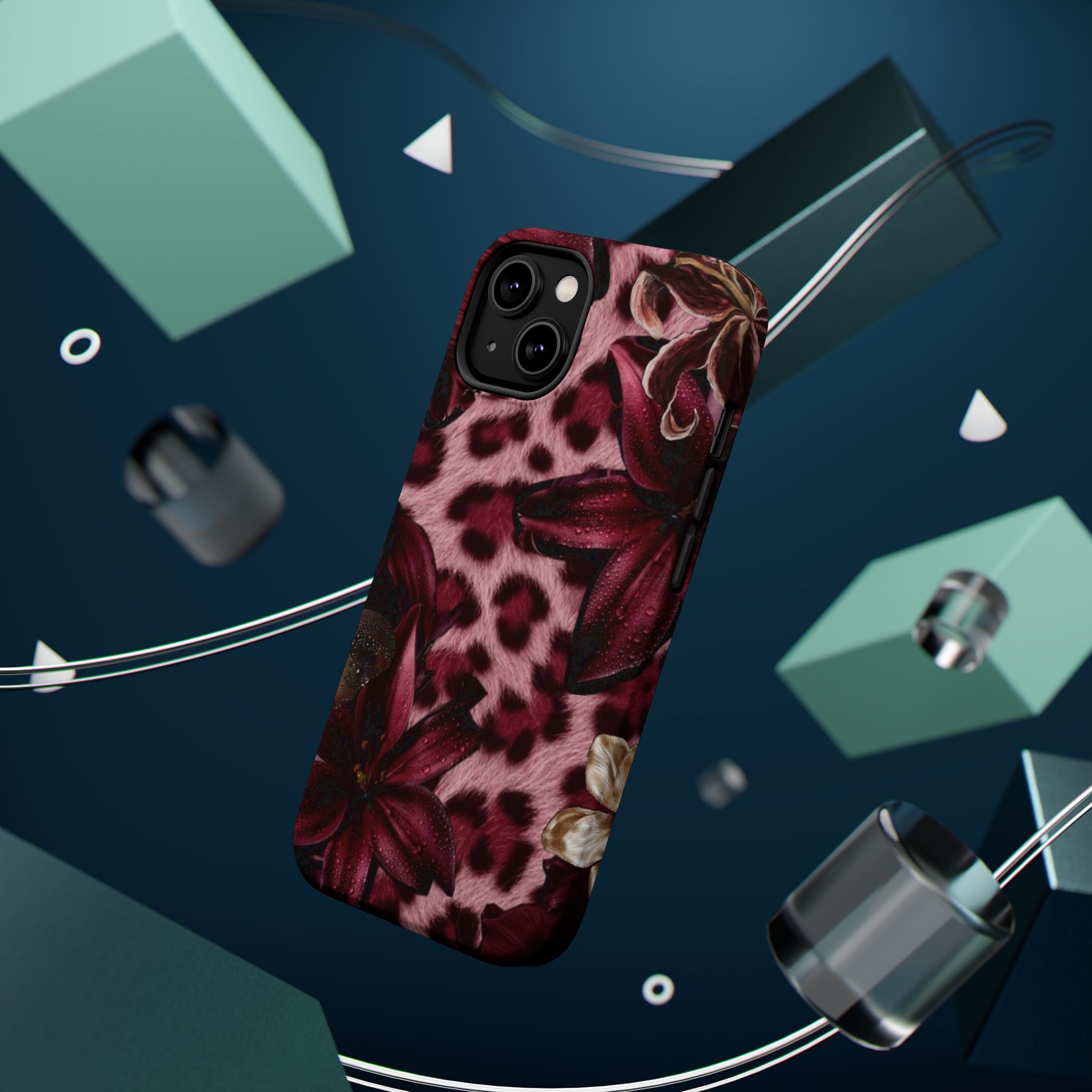 Midnight Bloom Leopard Magnetic Phone Case | MagSafe Compatible Shockproof Protective Cover