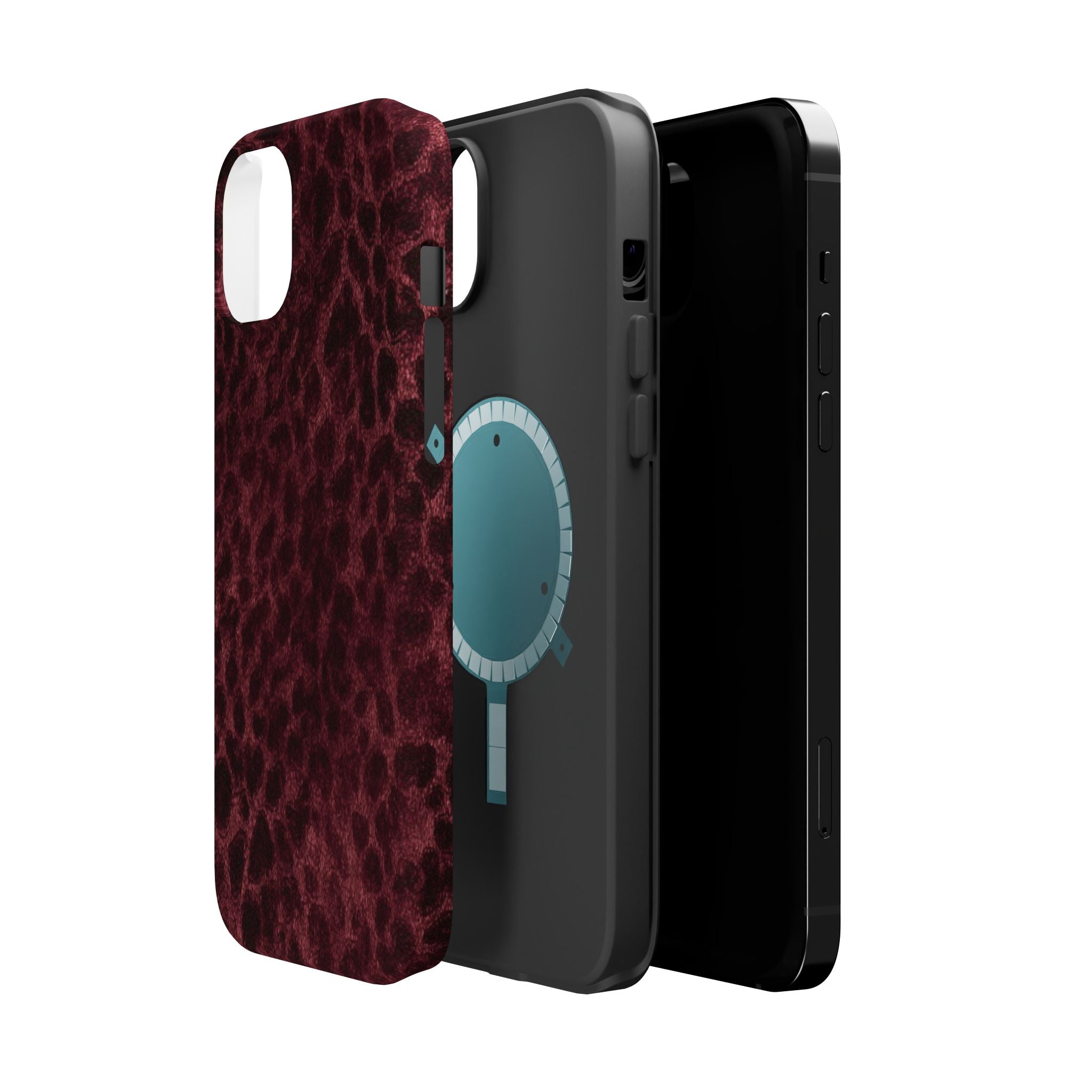 Burgundy Leopard Magnetic Phone Case | MagSafe Compatible Shockproof Protective Cover
