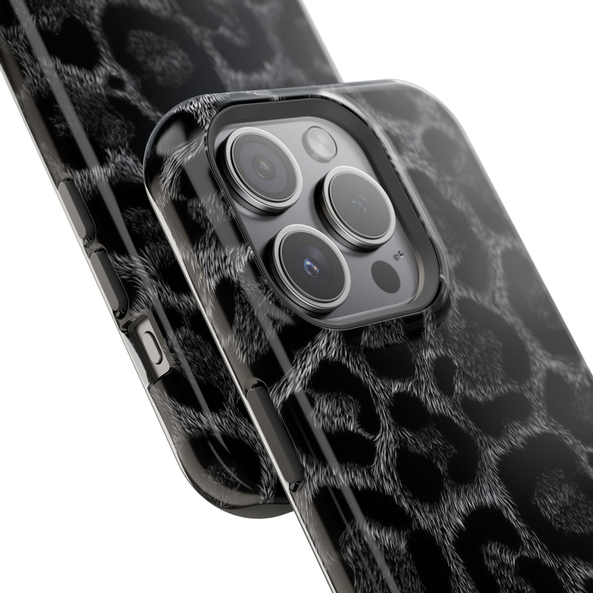 Black Leopard Print Magnetic Impact-Resistant Phone Case