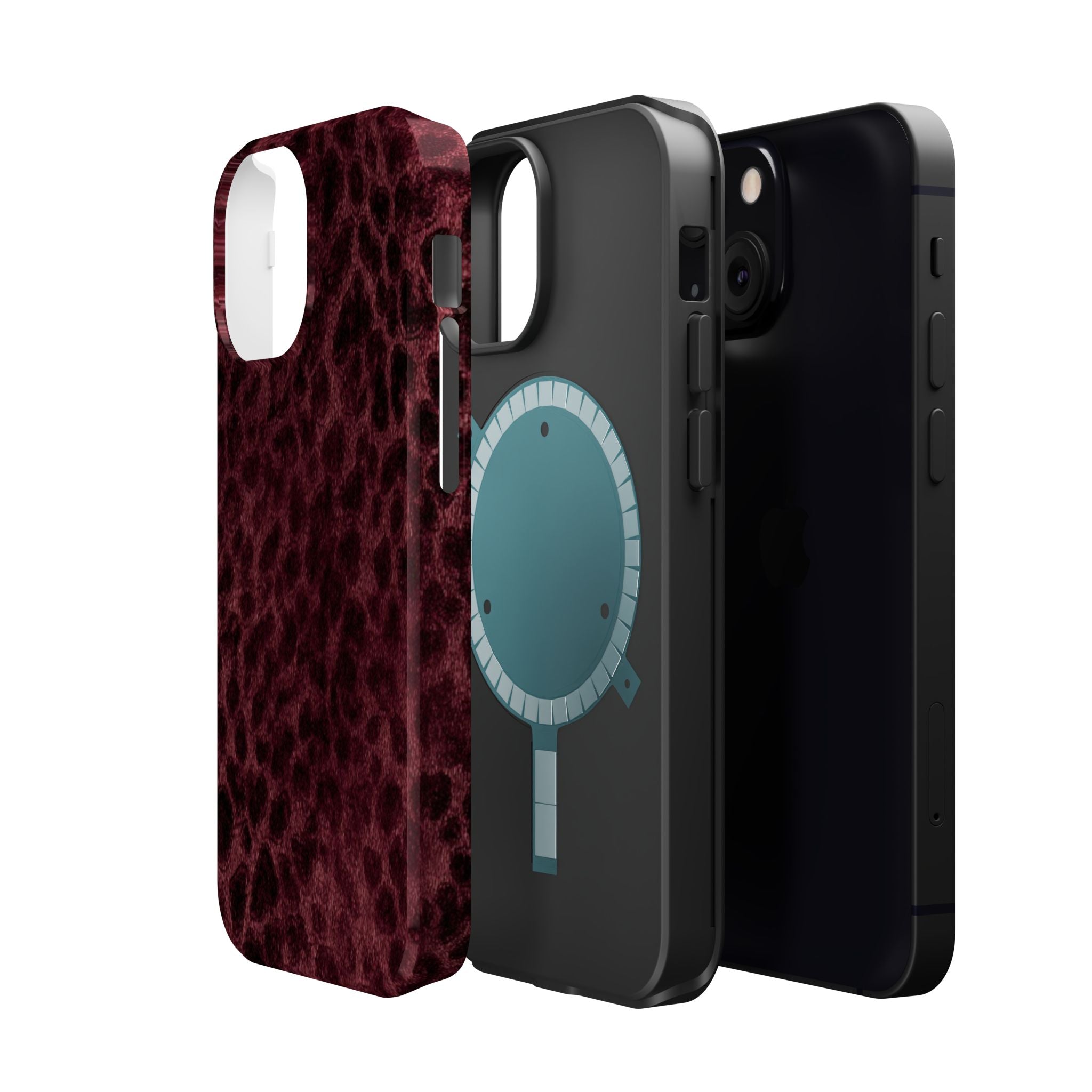 Burgundy Leopard Magnetic Phone Case | MagSafe Compatible Shockproof Protective Cover