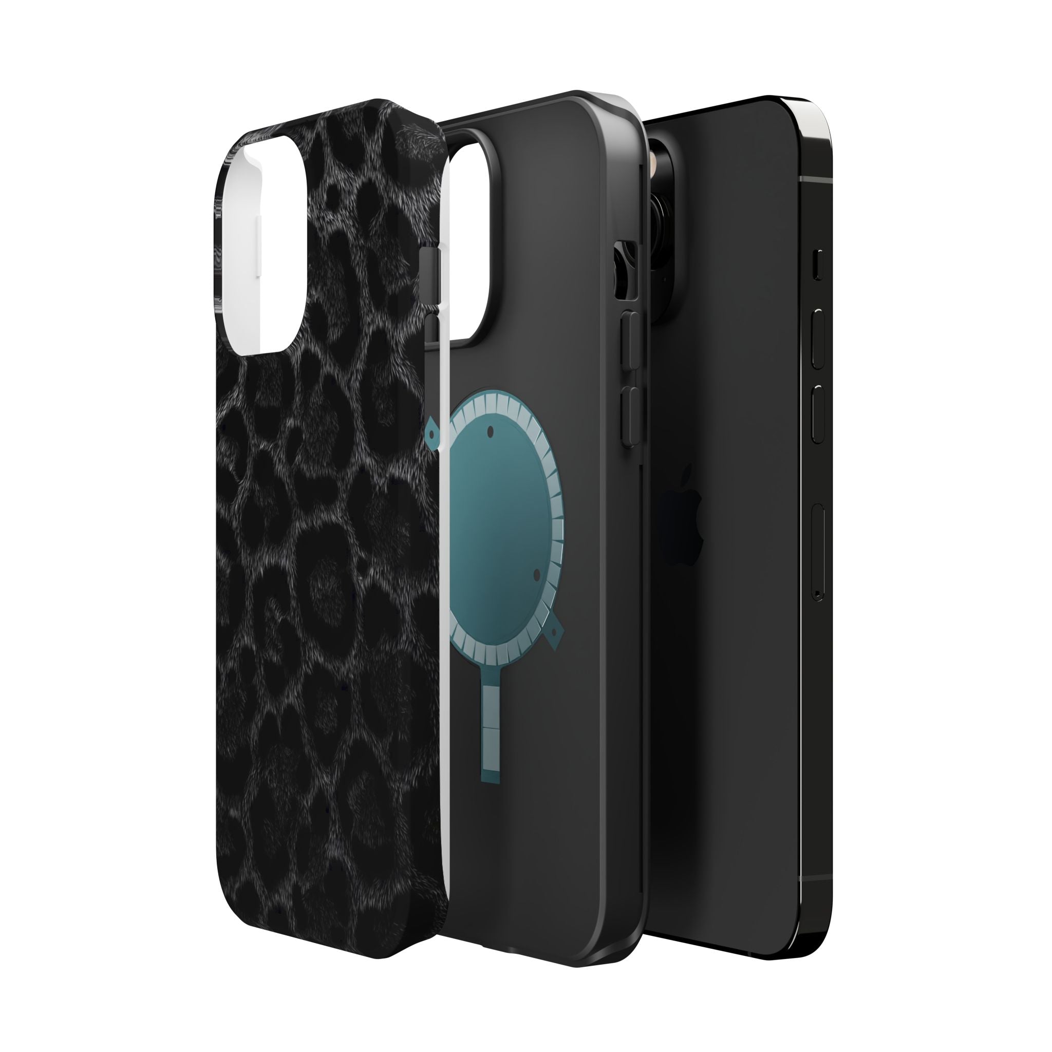 Black Leopard Print Magnetic Impact-Resistant Phone Case