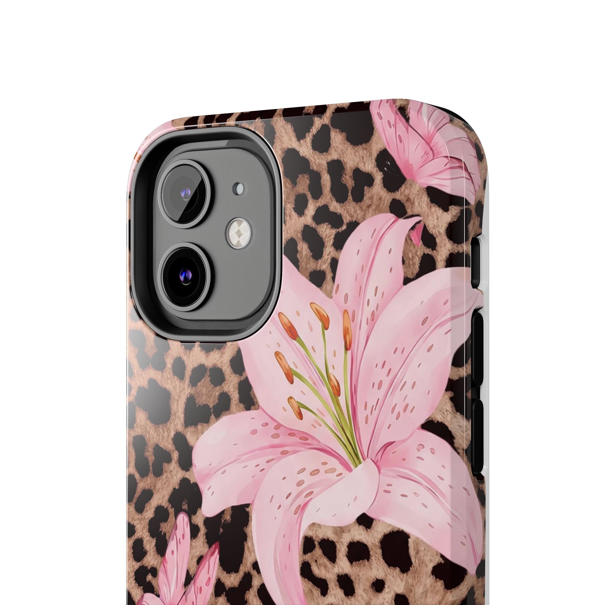 Blush Leopard Lily Magnetic Phone Case | MagSafe Compatible Shockproof Protective Cover