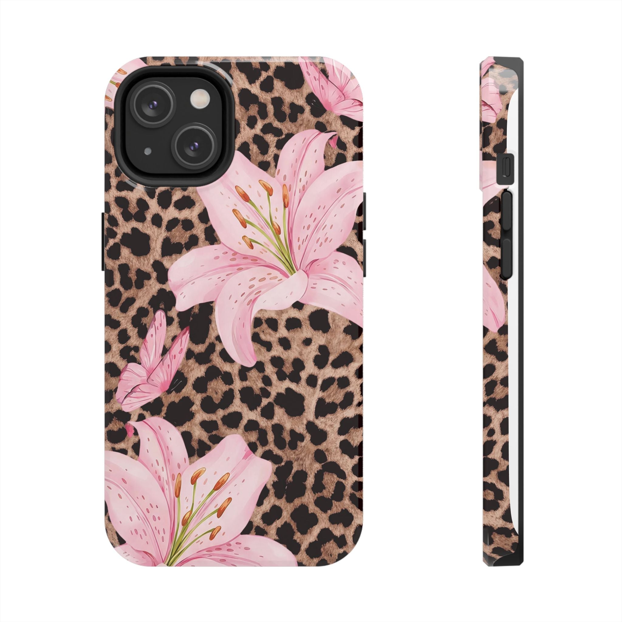 Blush Leopard Lily Magnetic Phone Case | MagSafe Compatible Shockproof Protective Cover