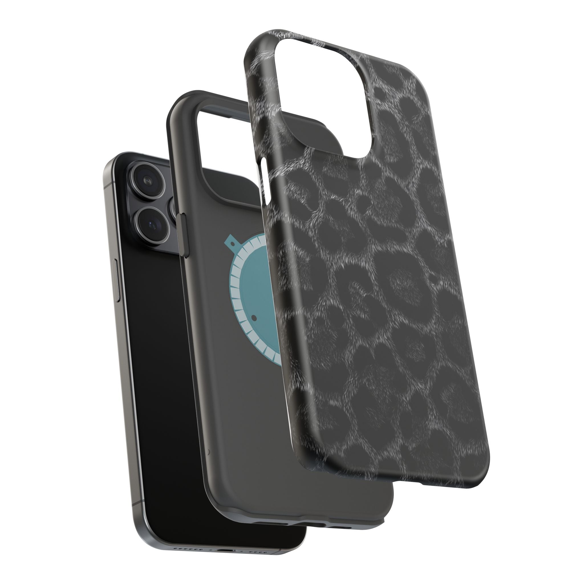 Black Leopard Print Magnetic Impact-Resistant Phone Case