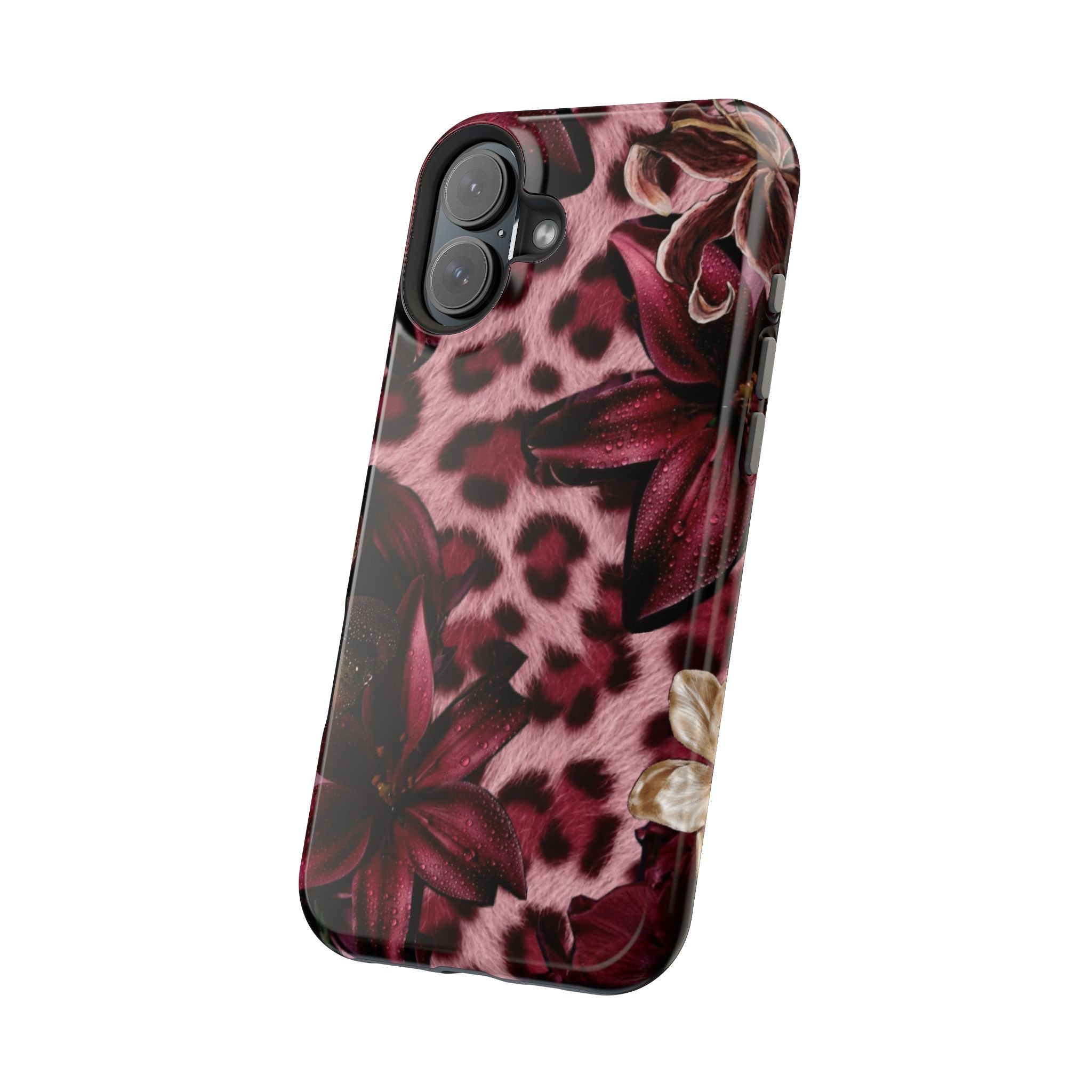 Midnight Bloom Leopard Magnetic Phone Case | MagSafe Compatible Shockproof Protective Cover