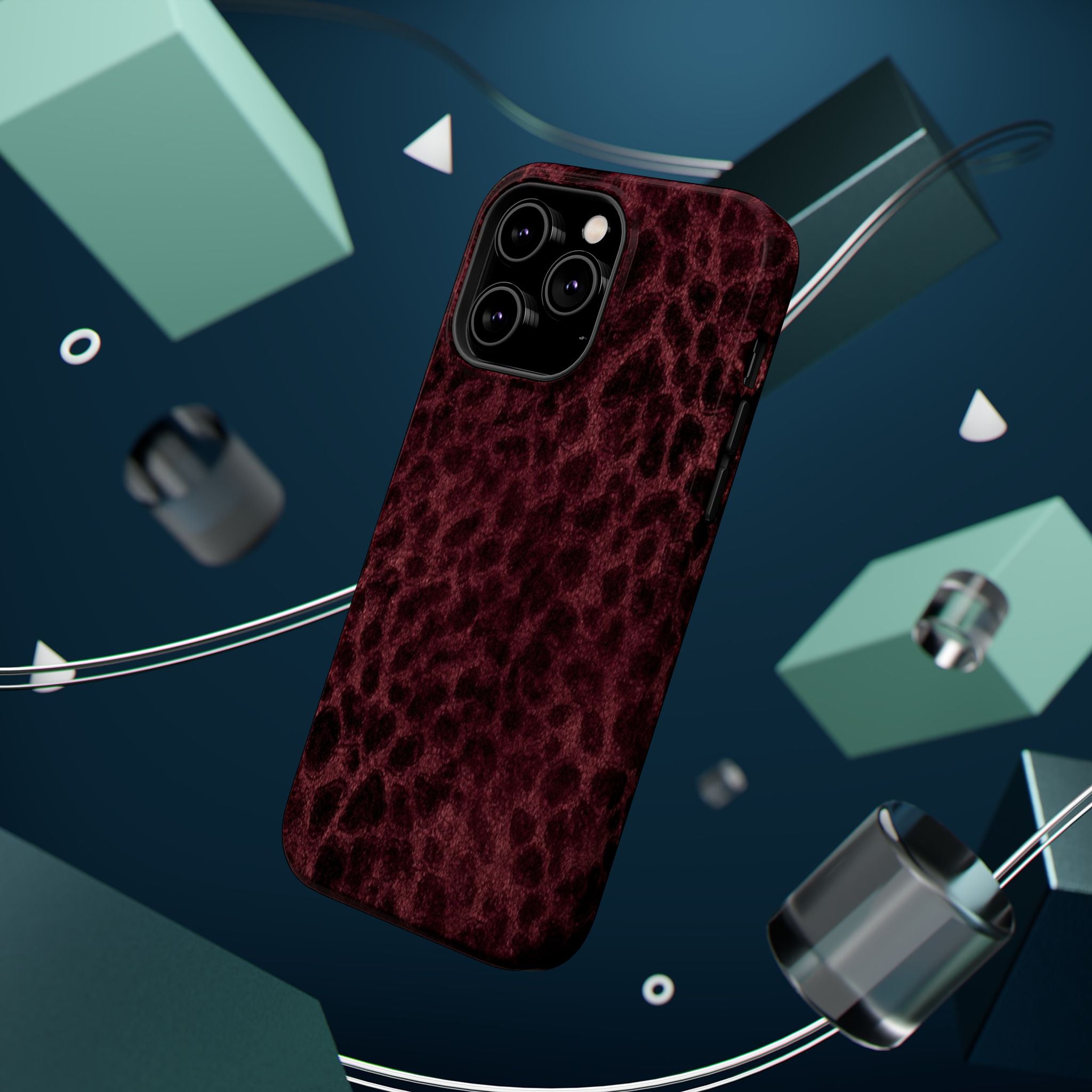 Burgundy Leopard Magnetic Phone Case | MagSafe Compatible Shockproof Protective Cover