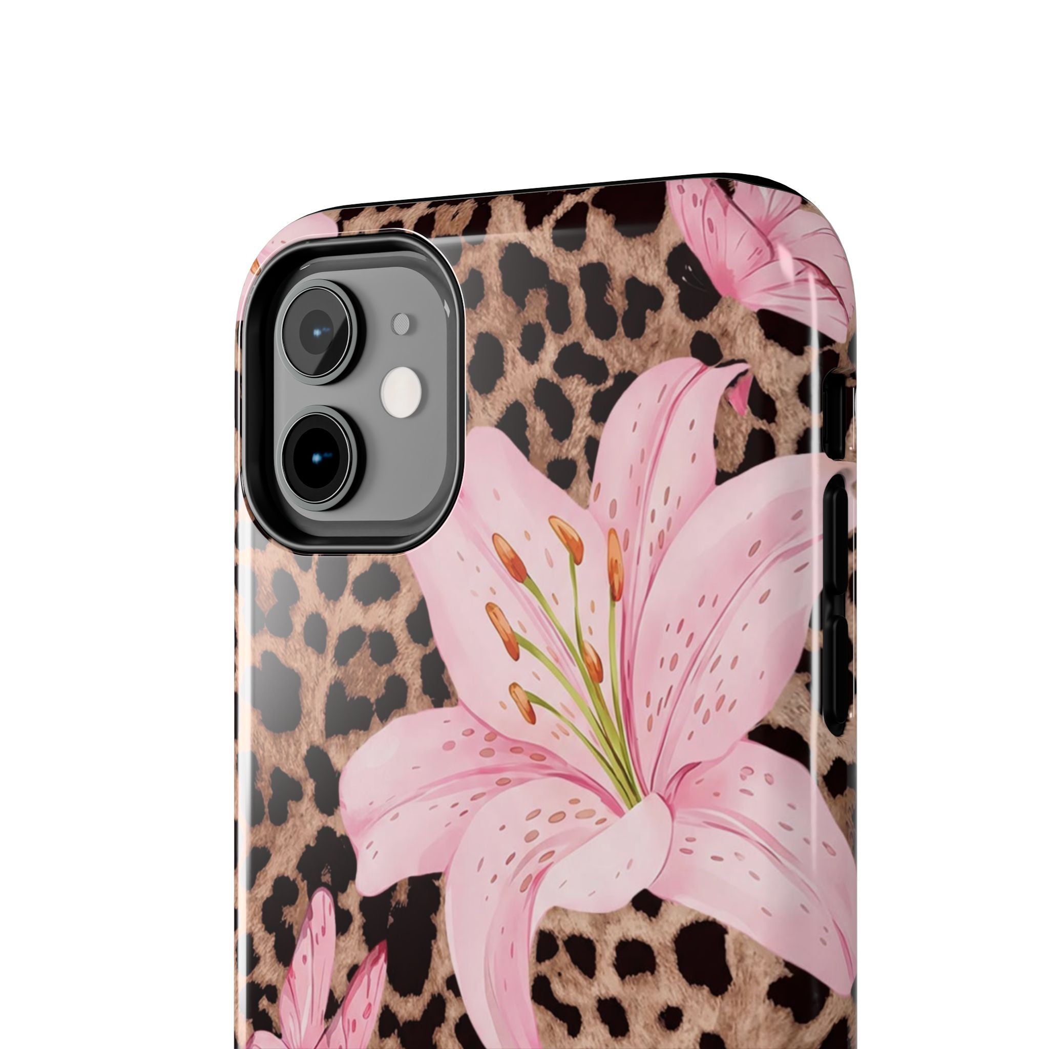 Blush Leopard Lily Magnetic Phone Case | MagSafe Compatible Shockproof Protective Cover