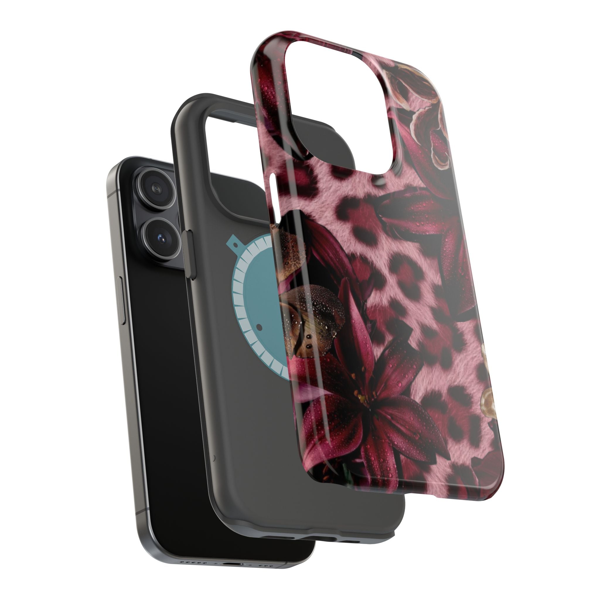 Midnight Bloom Leopard Magnetic Phone Case | MagSafe Compatible Shockproof Protective Cover