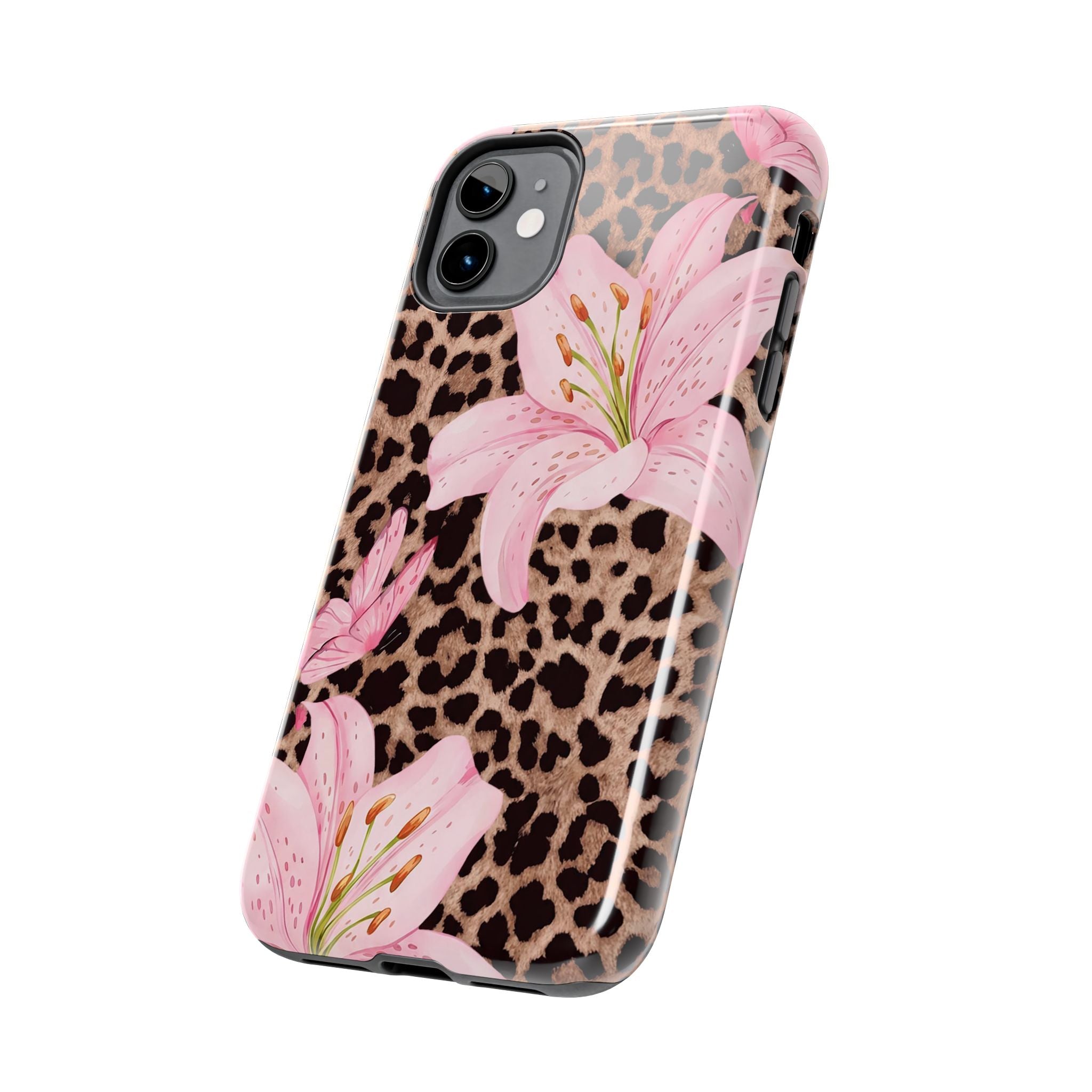 Blush Leopard Lily Magnetic Phone Case | MagSafe Compatible Shockproof Protective Cover