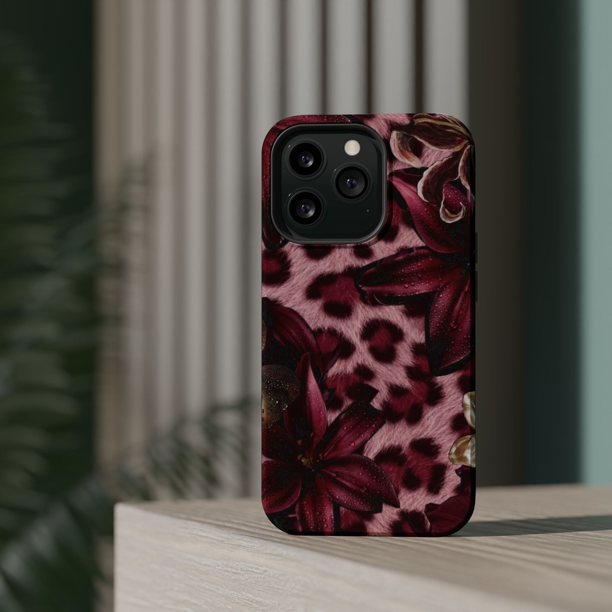 Midnight Bloom Leopard Magnetic Phone Case | MagSafe Compatible Shockproof Protective Cover