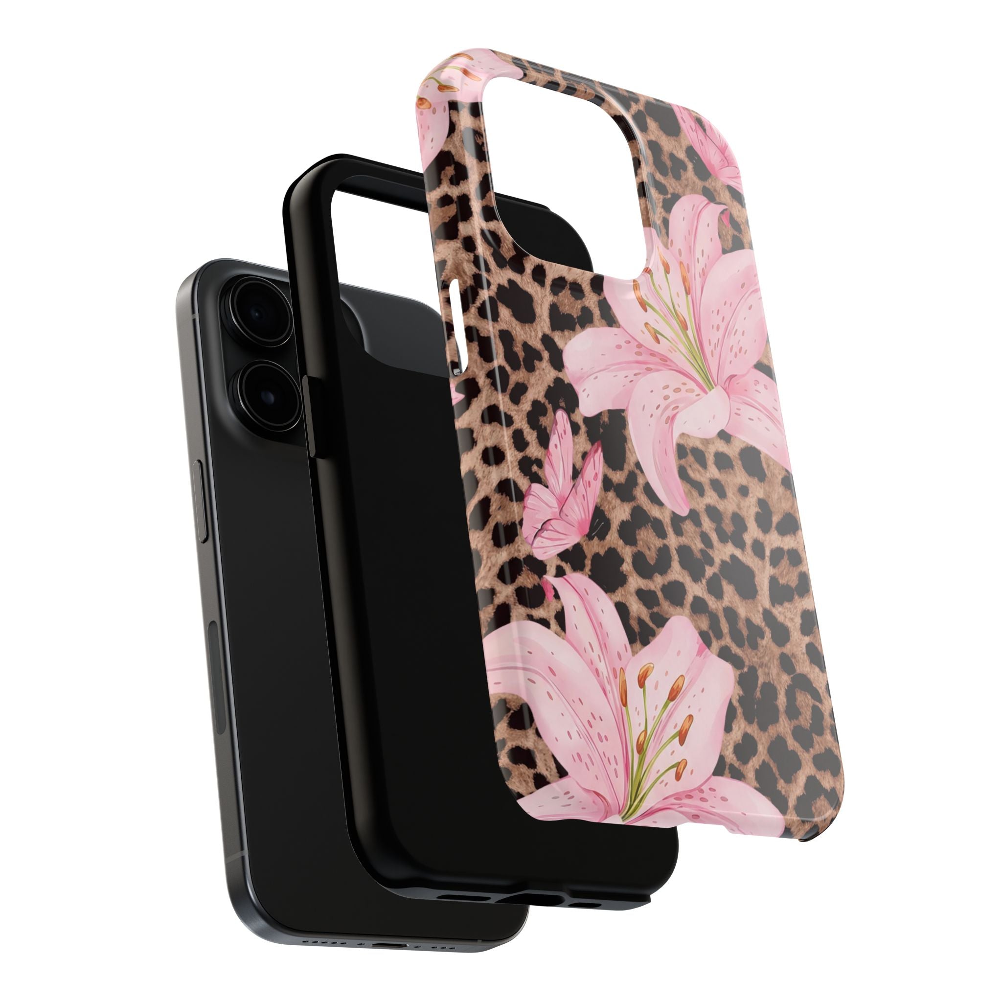 Blush Leopard Lily Magnetic Phone Case | MagSafe Compatible Shockproof Protective Cover