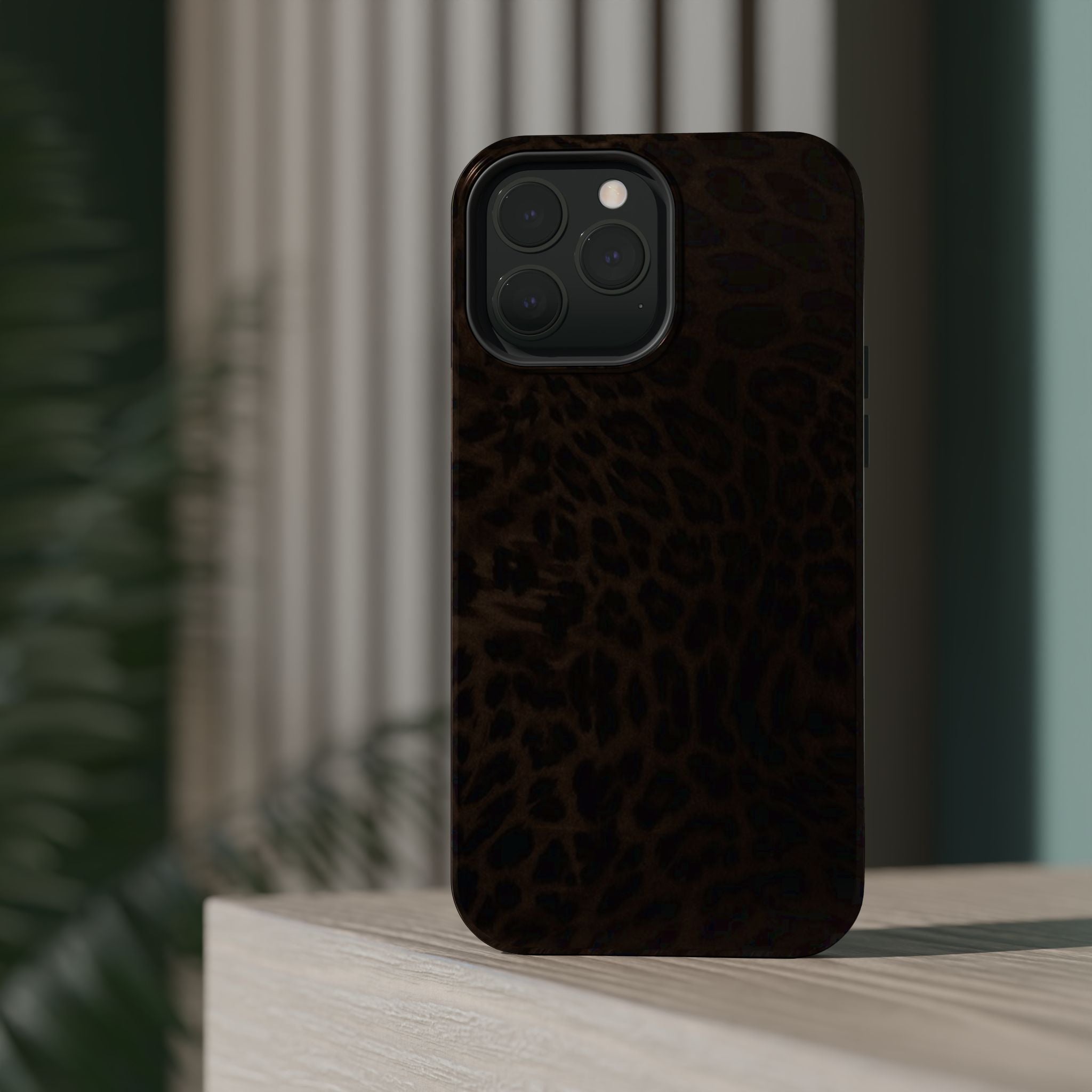 Brown Leopard Print MagSafe Phone Case | Shockproof Magnetic Protective Cover for iPhone