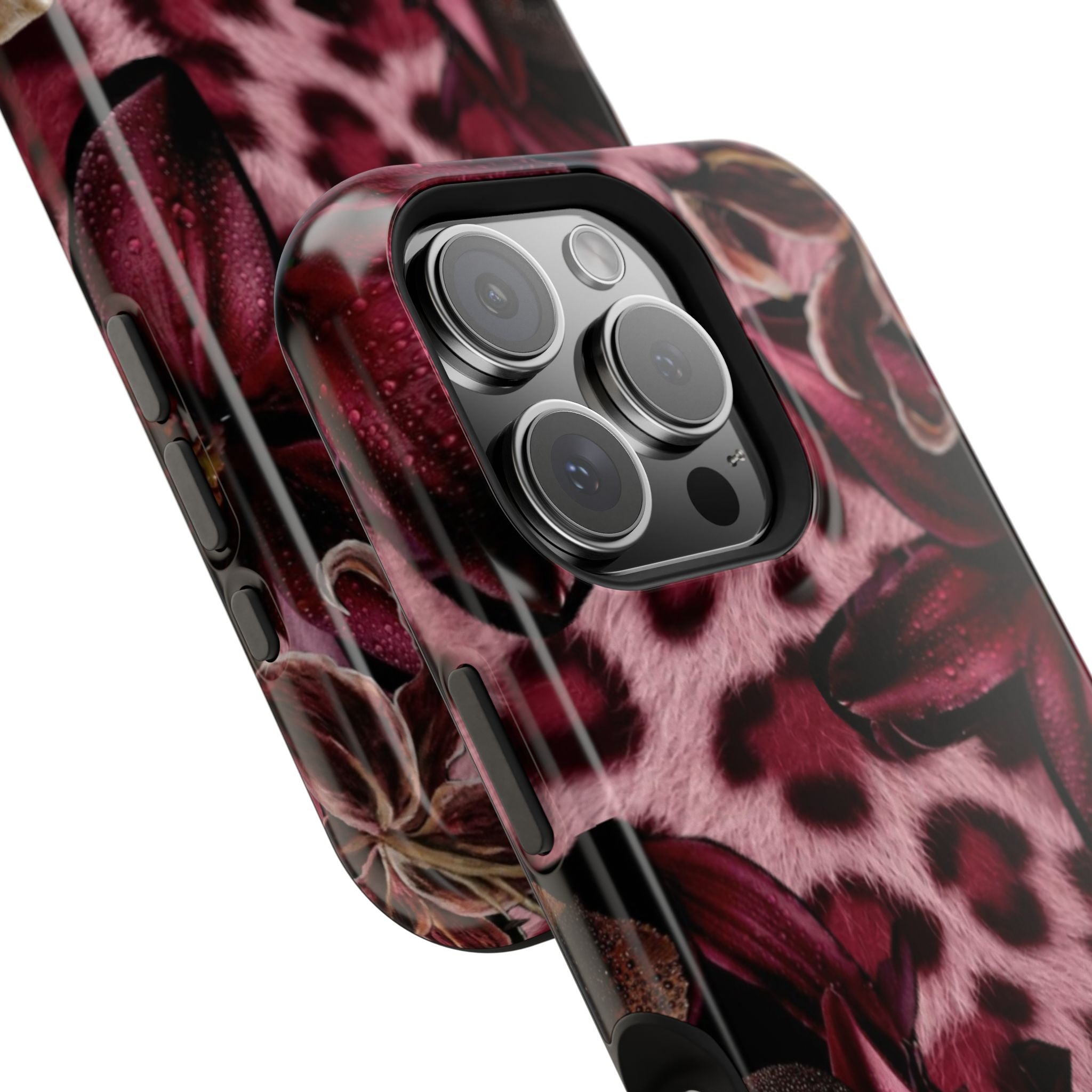 Midnight Bloom Leopard Magnetic Phone Case | MagSafe Compatible Shockproof Protective Cover