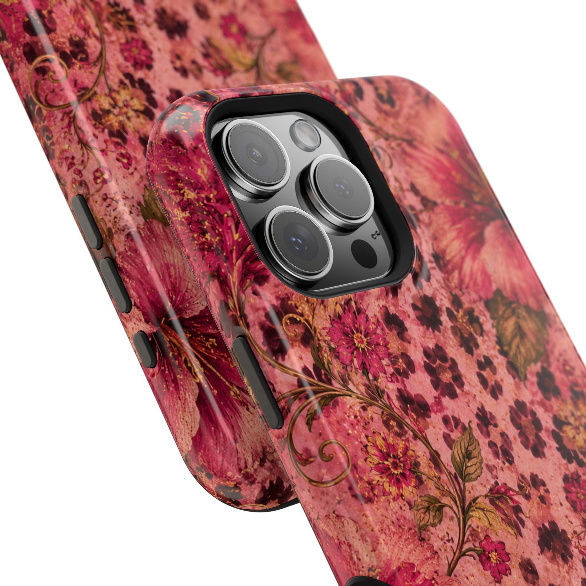Floral Vintage Rose Magnetic Impact-Resistant Phone Case