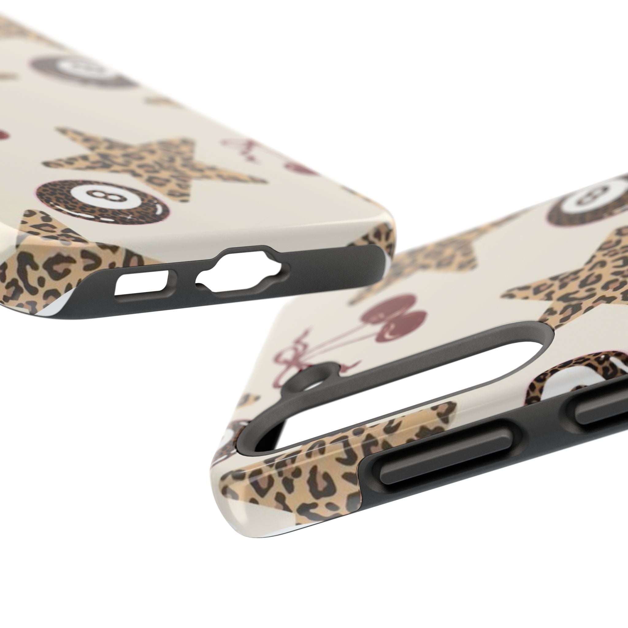 Leopard Star & Cherry Tough Phone Case — Retro Pool 8-Ball Pattern