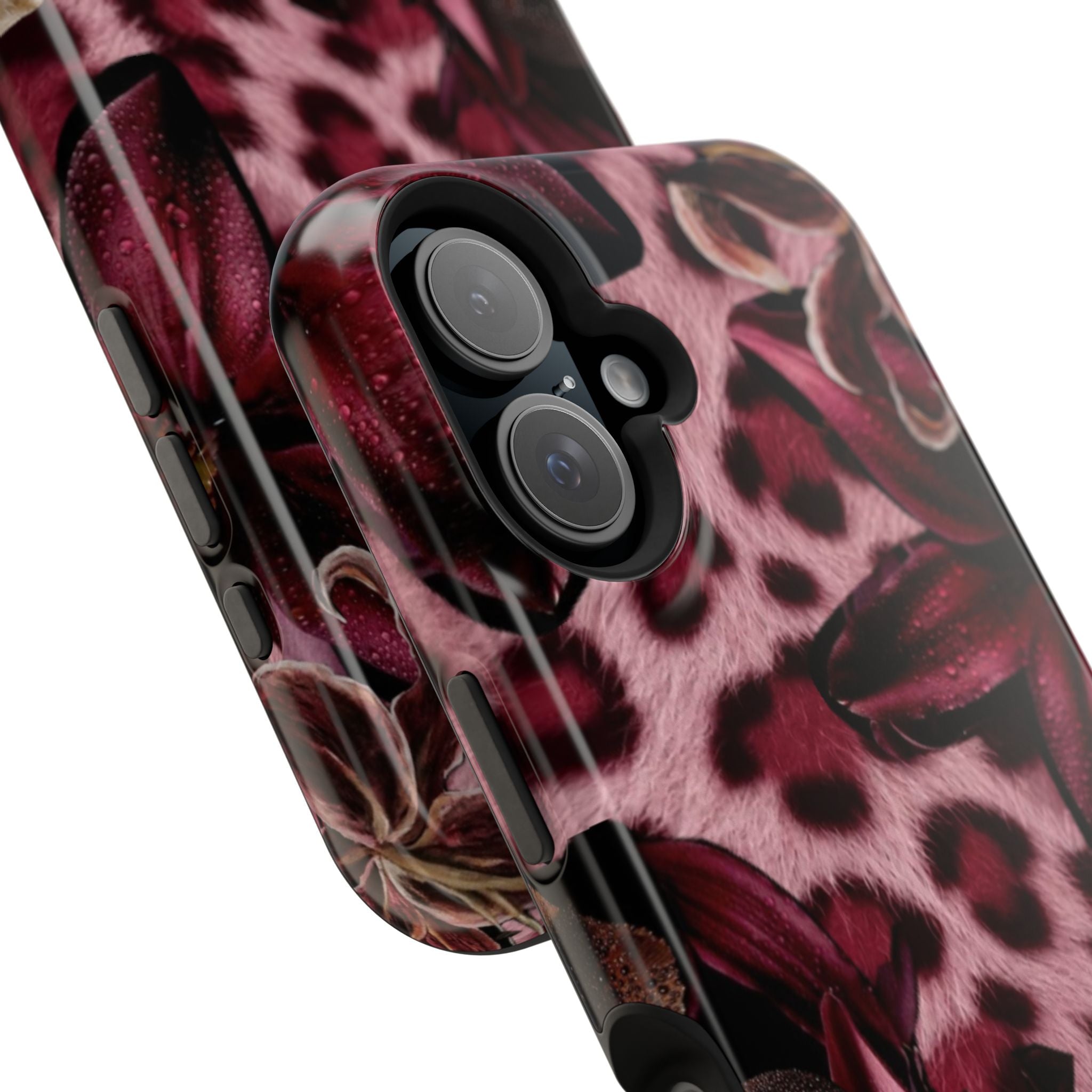 Midnight Bloom Leopard Magnetic Phone Case | MagSafe Compatible Shockproof Protective Cover