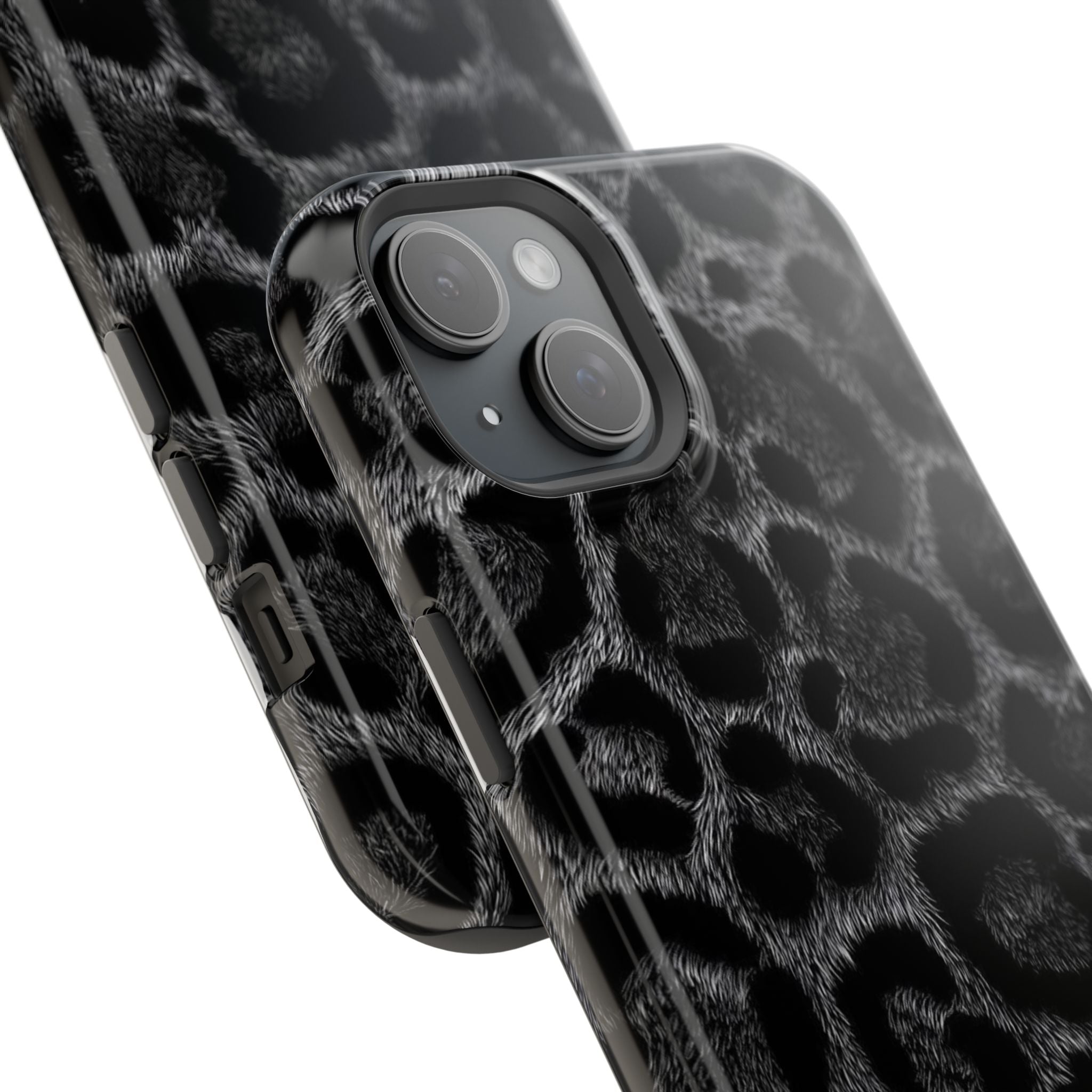 Black Leopard Print Magnetic Impact-Resistant Phone Case