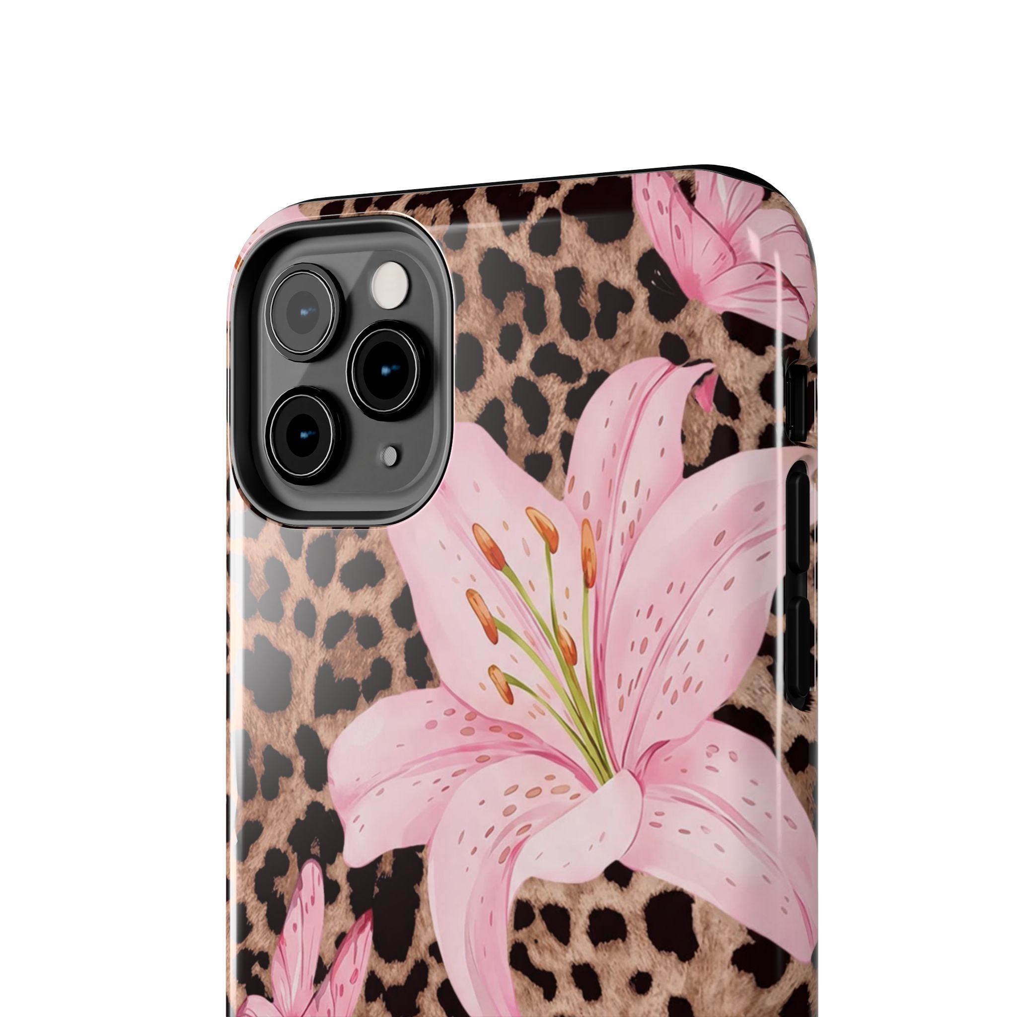 Blush Leopard Lily Magnetic Phone Case | MagSafe Compatible Shockproof Protective Cover