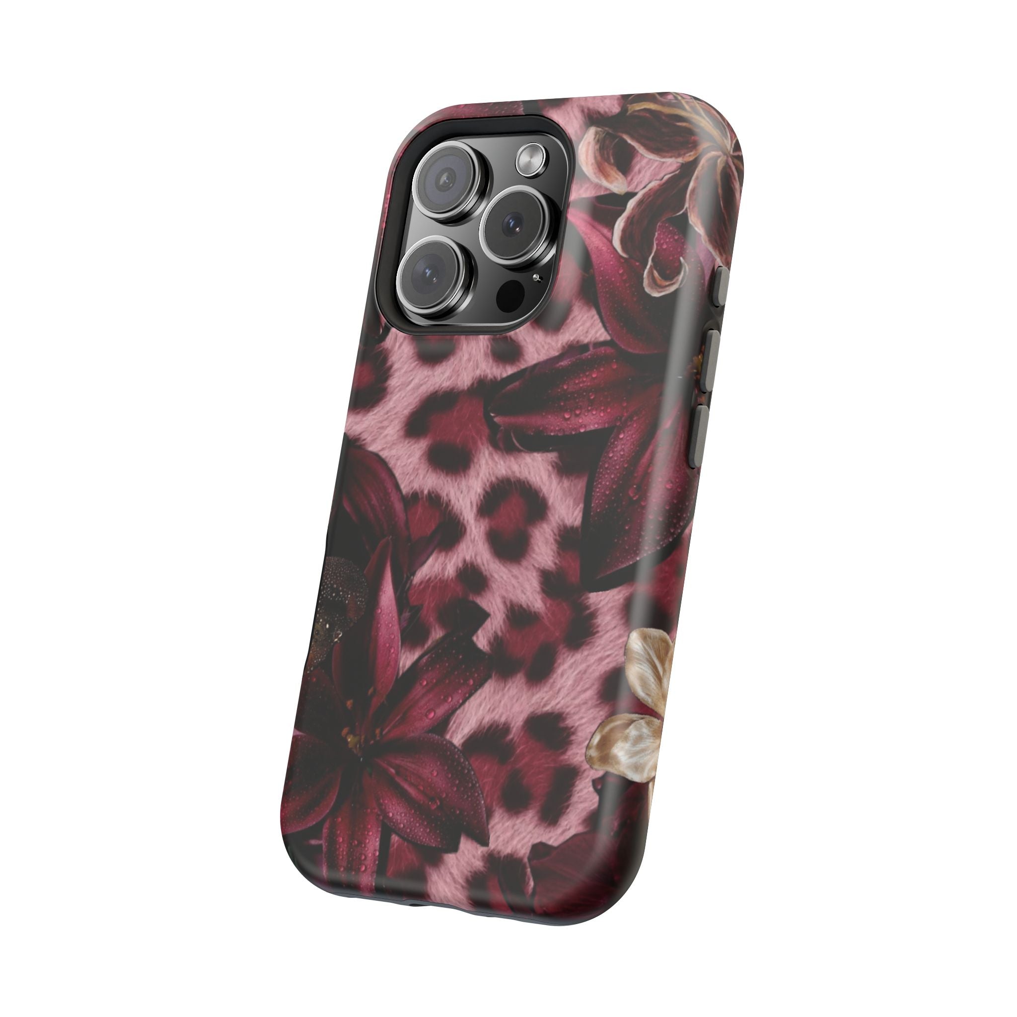 Midnight Bloom Leopard Magnetic Phone Case | MagSafe Compatible Shockproof Protective Cover