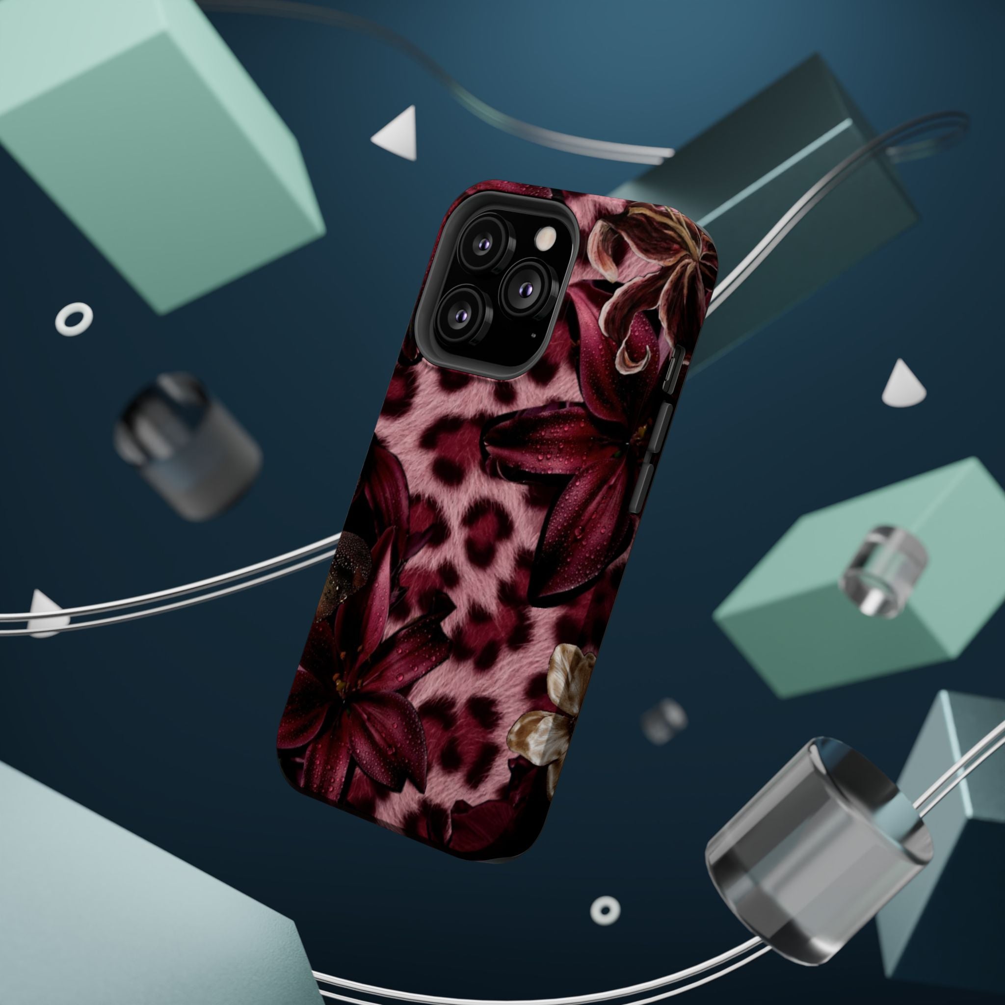 Midnight Bloom Leopard Magnetic Phone Case | MagSafe Compatible Shockproof Protective Cover