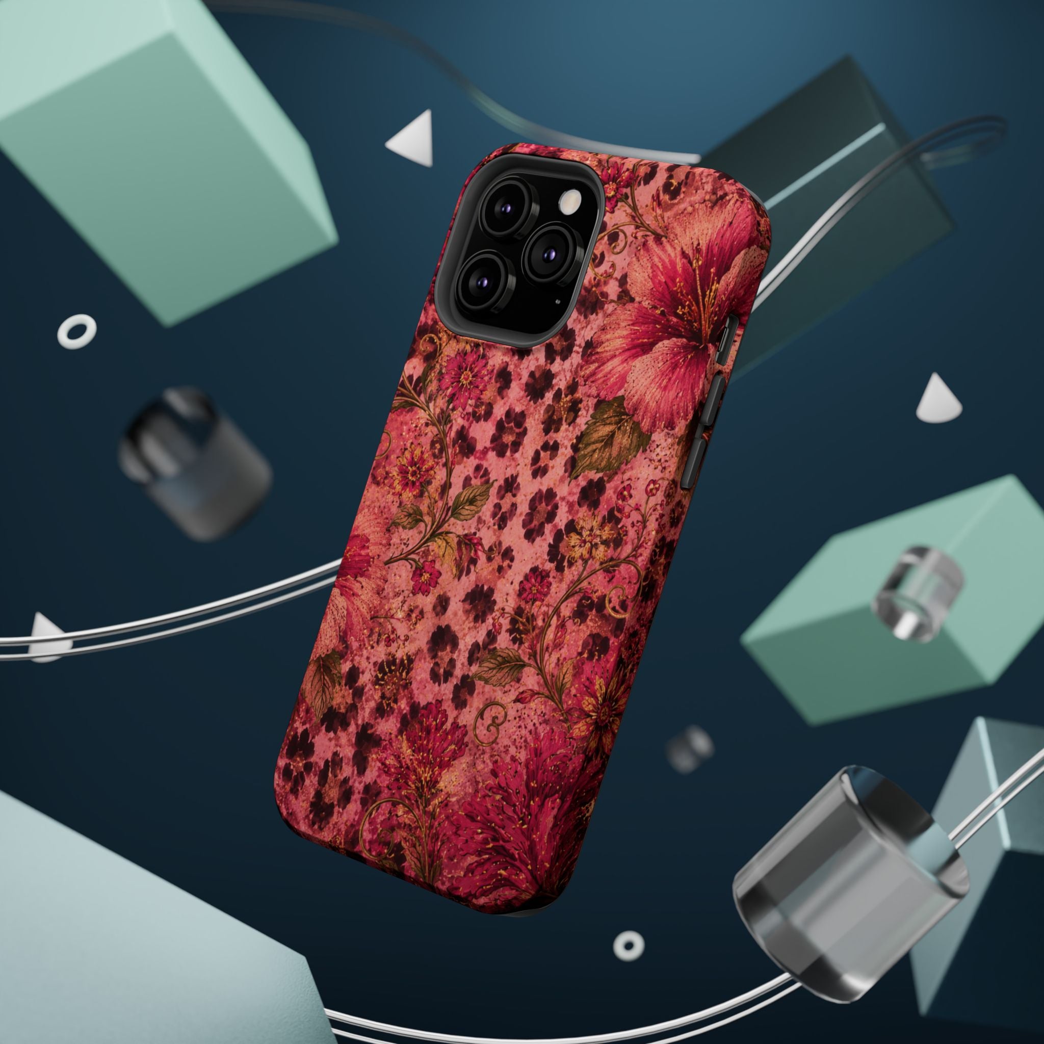 Floral Vintage Rose Magnetic Impact-Resistant Phone Case